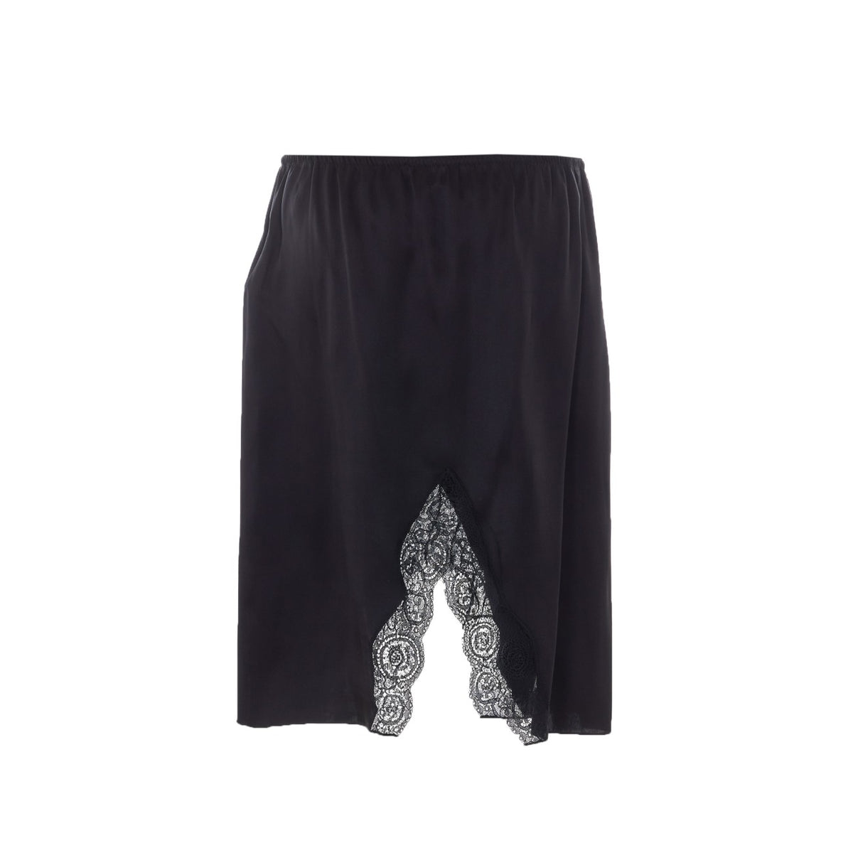 Saint Laurent Women Satin Silk Slip Skirt With Double Face Lace SAINT LAURENT