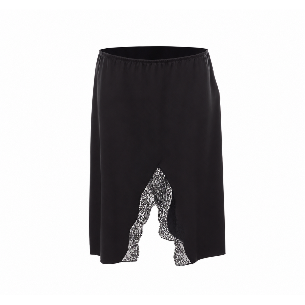 Saint Laurent Women Satin Silk Slip Skirt With Double Face Lace SAINT LAURENT