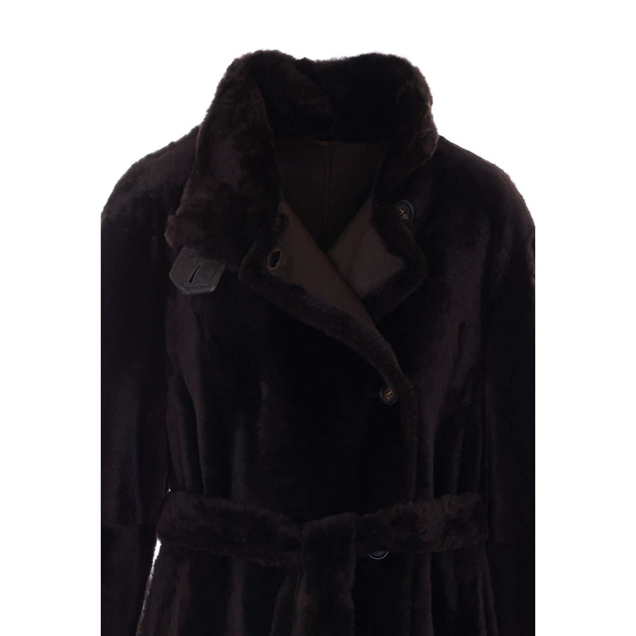 Brunello Cucinelli Women Shearling Coat With Belt And Monile BRUNELLO CUCINELLI