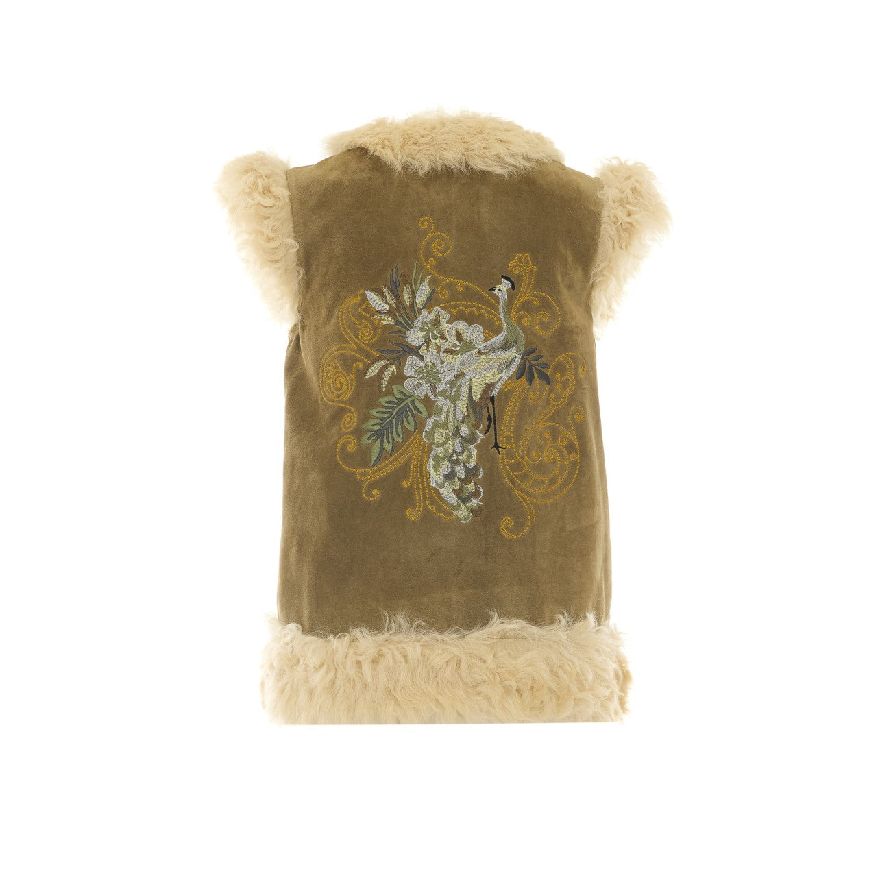 Etro Women Shearling Vest Peacock Embroidery ETRO