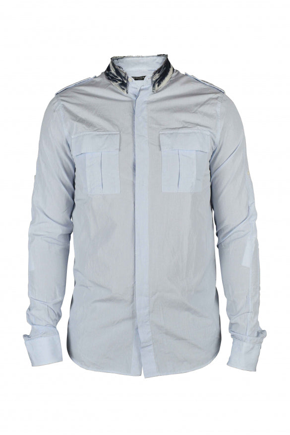 Balmain Men Shirt With Denim Collar BALMAIN