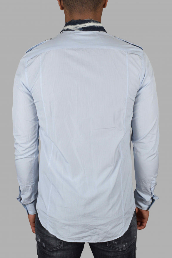Balmain Men Shirt With Denim Collar BALMAIN