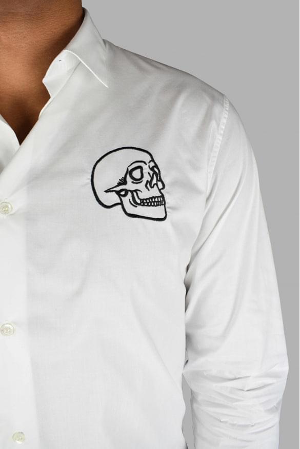 Philipp Plein Men Gold Cut Ls Skull Shirt PHILIPP PLEIN