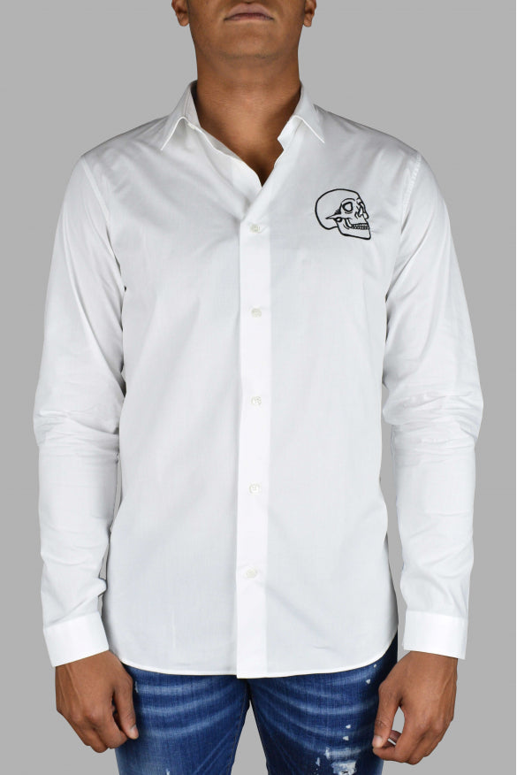 Philipp Plein Men Gold Cut Ls Skull Shirt PHILIPP PLEIN