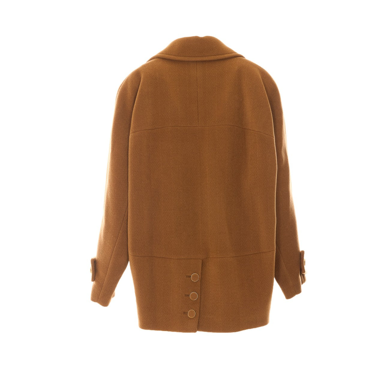 Chloe' Women Short Double-Breasted Wool Coat With Herringbone Pattern