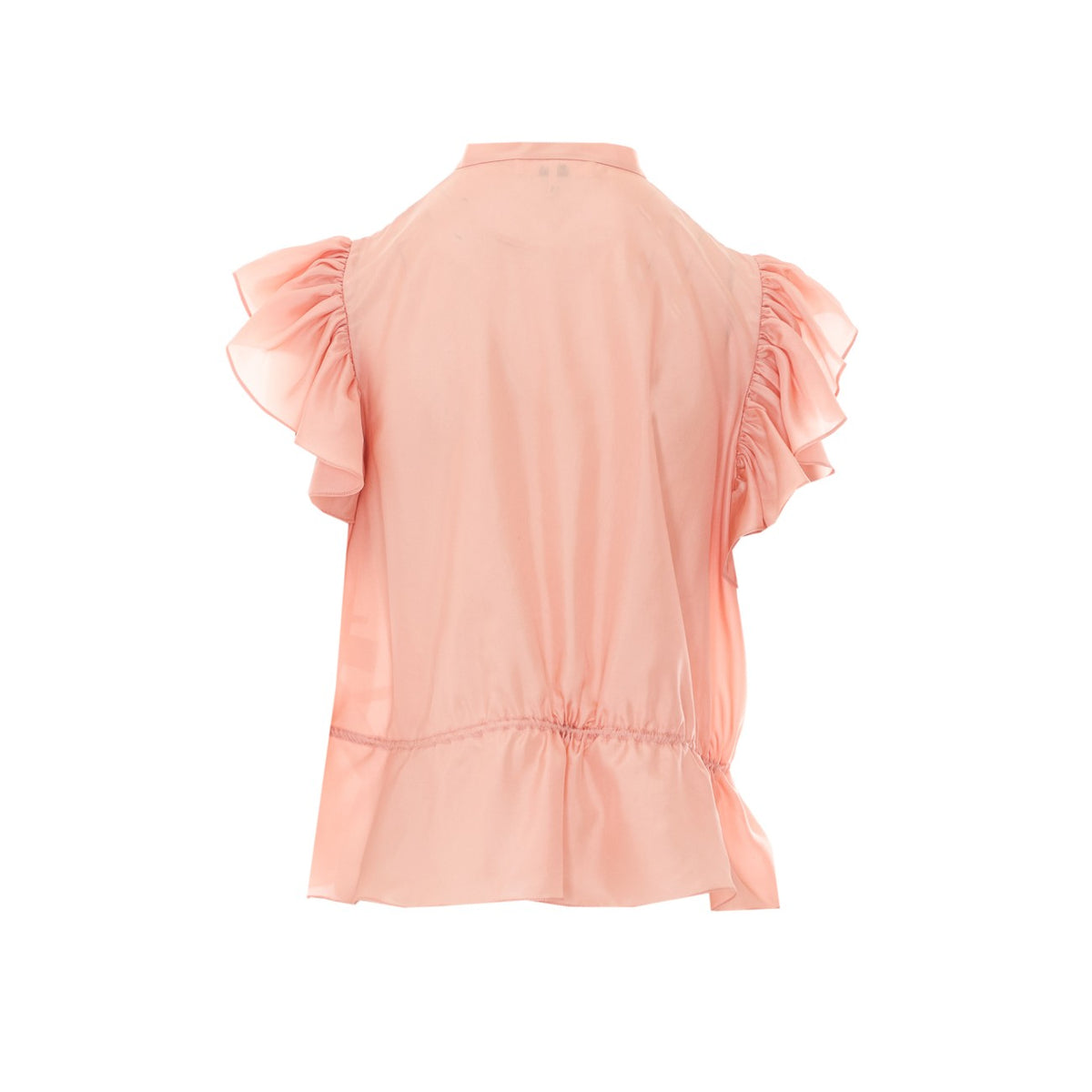 Chloe' Women Short-Sleeve Ruffle Top In Washed Silk Habotai & Lace CHLOE