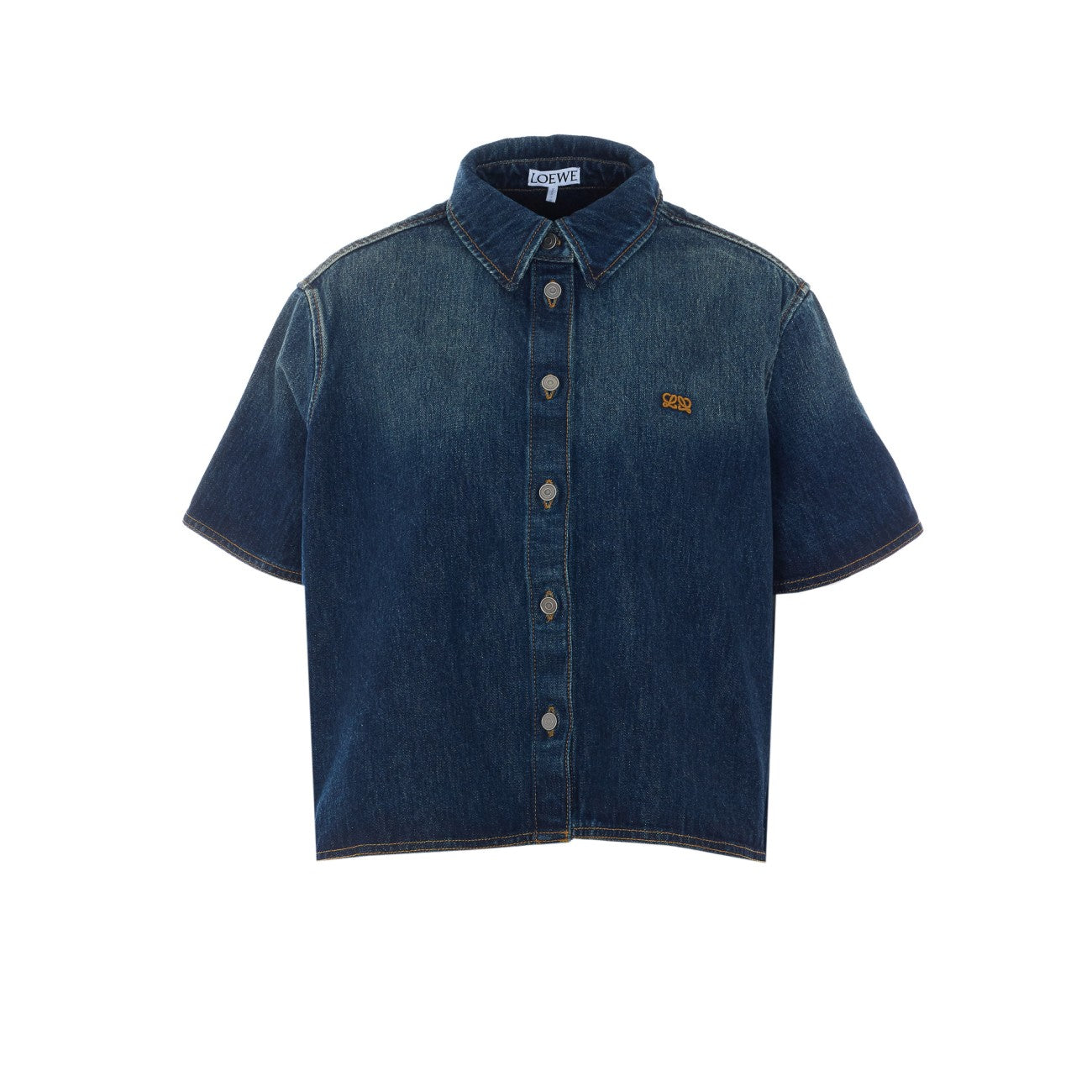 Loewe Women Short Sleeves Denim Trapeze Shirt With L Loewe Logo LOEWE