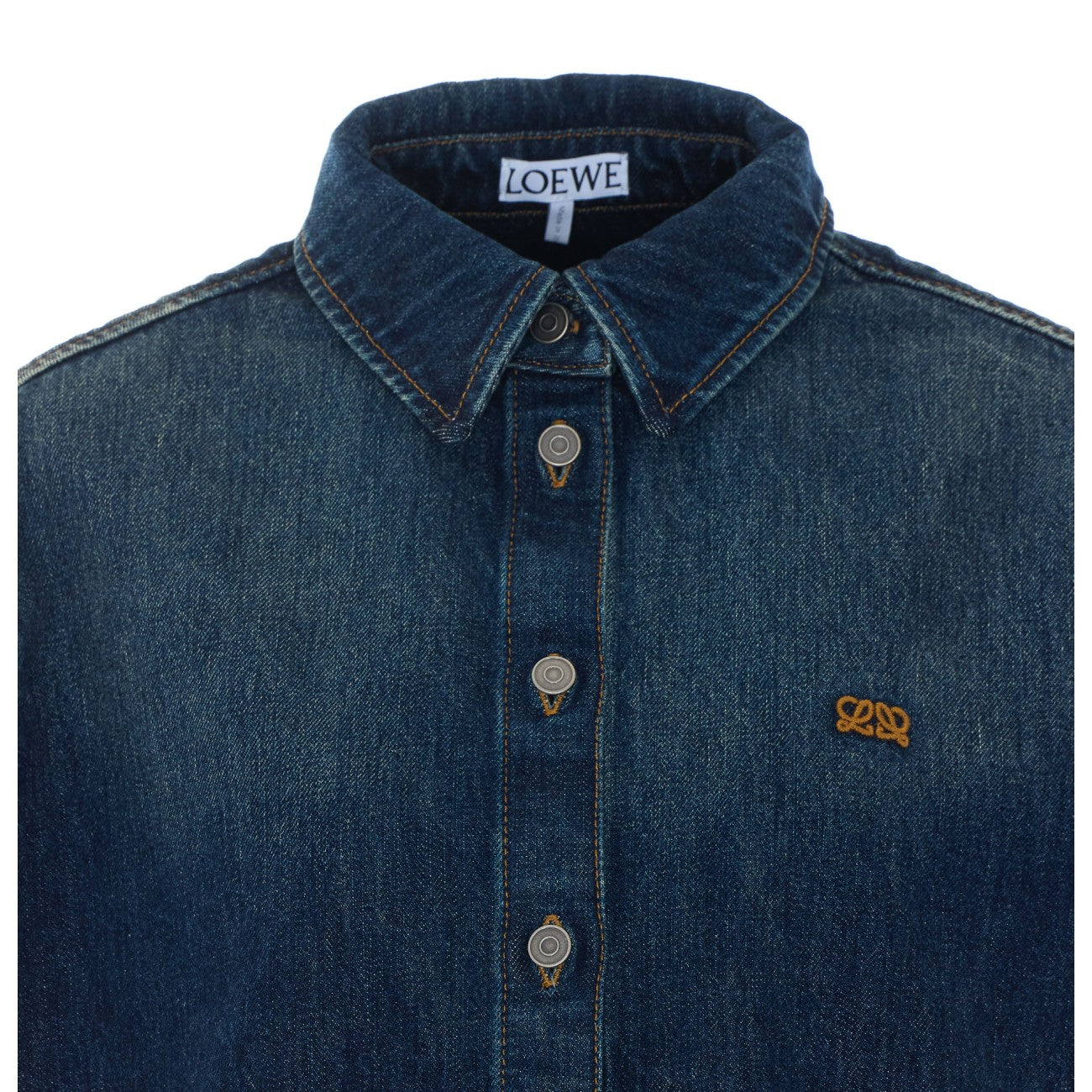 Loewe Women Short Sleeves Denim Trapeze Shirt With L Loewe Logo LOEWE