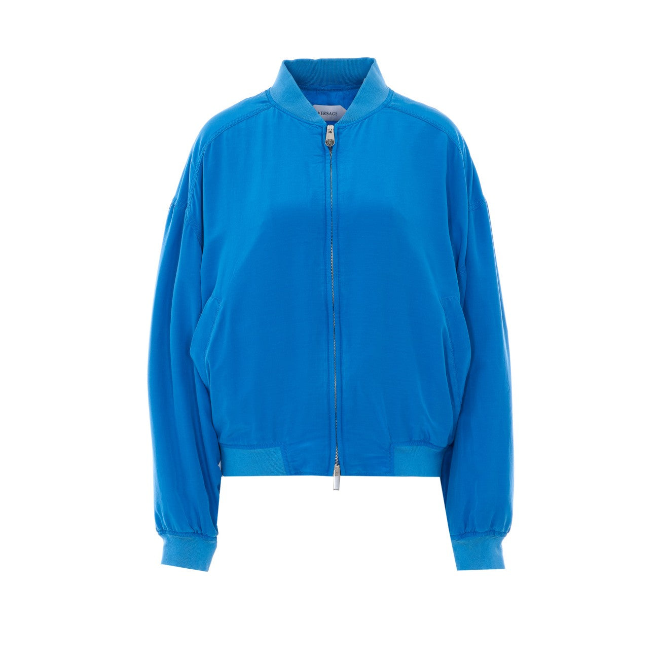 Versace Women Silk-Poplin Zip Blouson With Versace Logo Embroidery VERSACE
