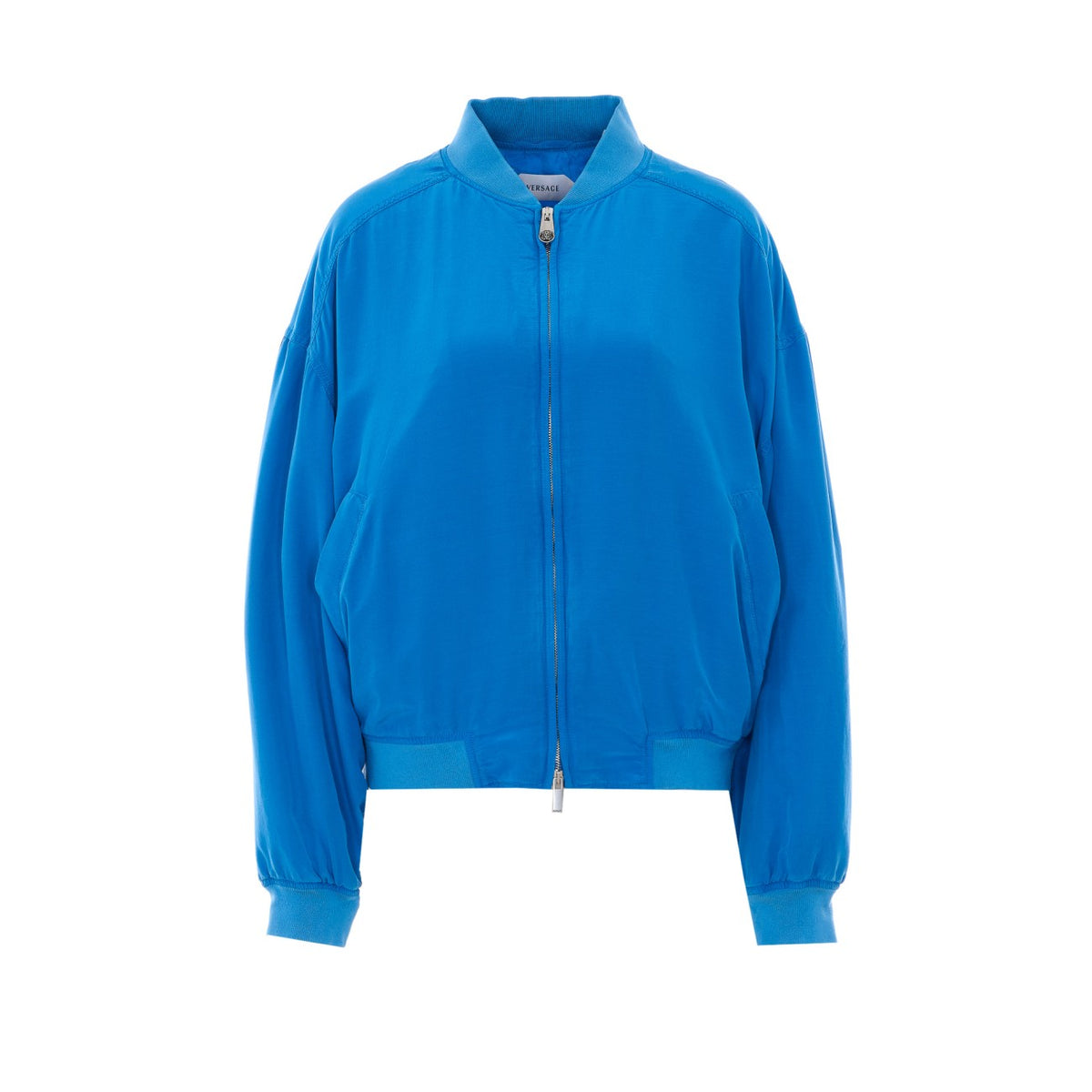 Versace Women Silk-Poplin Zip Blouson With Versace Logo Embroidery VERSACE