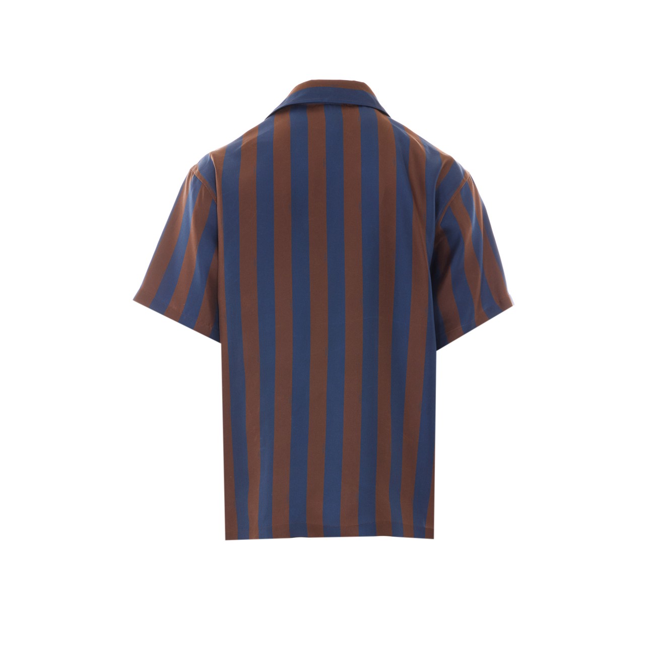 Fendi Men Silk Short Sleeves Shirt With Pequin Stripes FENDI