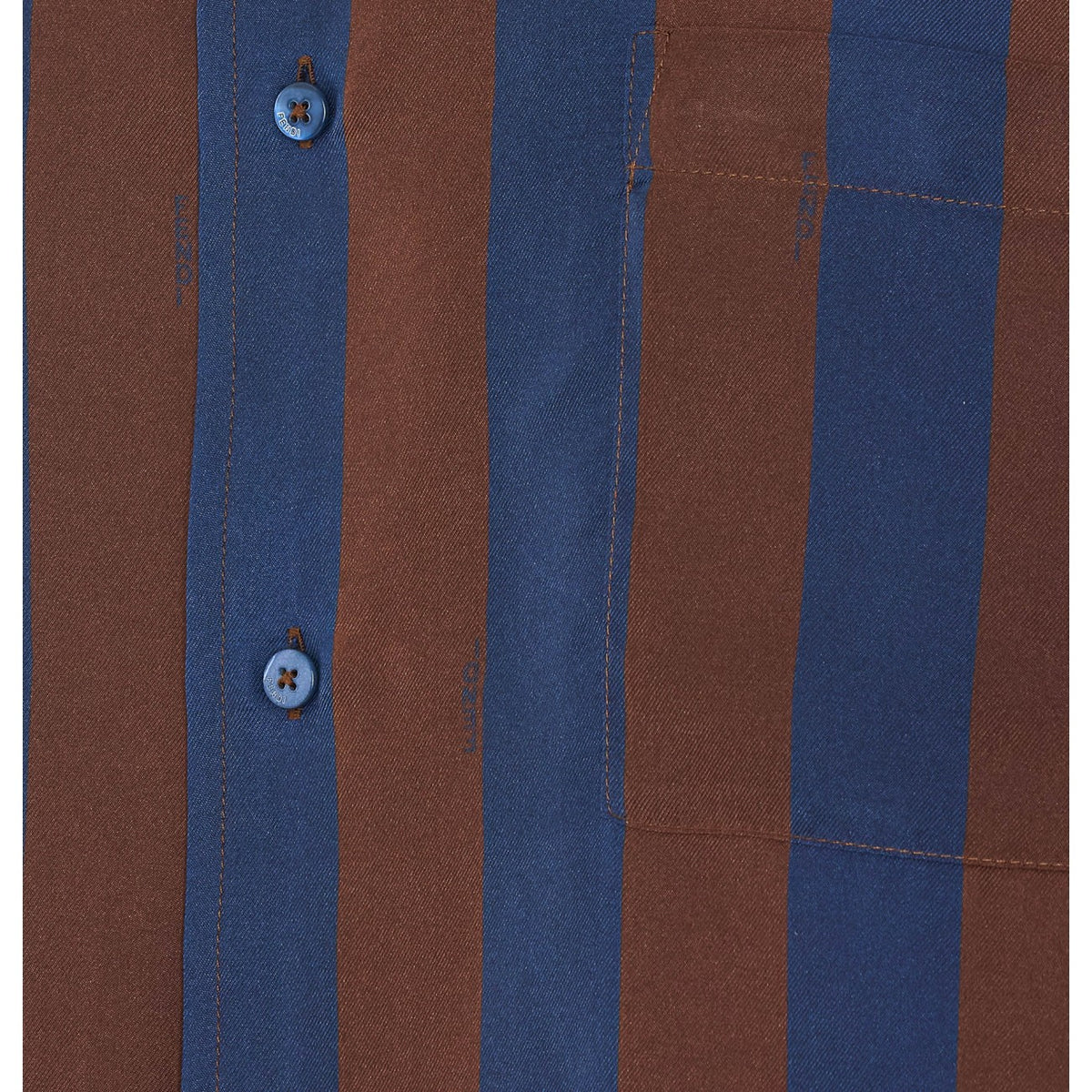 Fendi Men Silk Short Sleeves Shirt With Pequin Stripes FENDI
