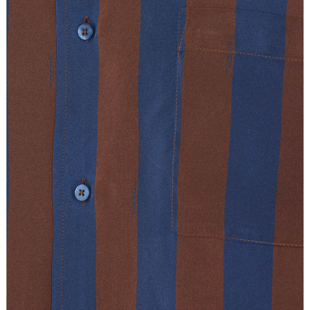 Fendi Men Silk Short Sleeves Shirt With Pequin Stripes FENDI