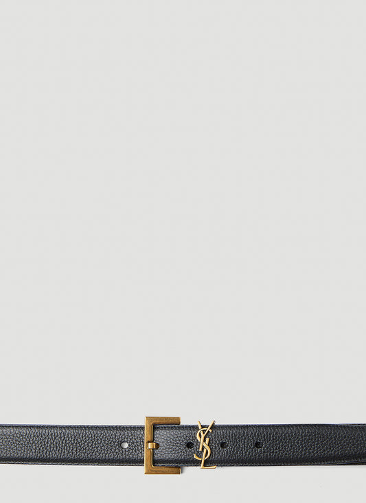 Saint Laurent Men Ysl Plaque Belt SAINT LAURENT