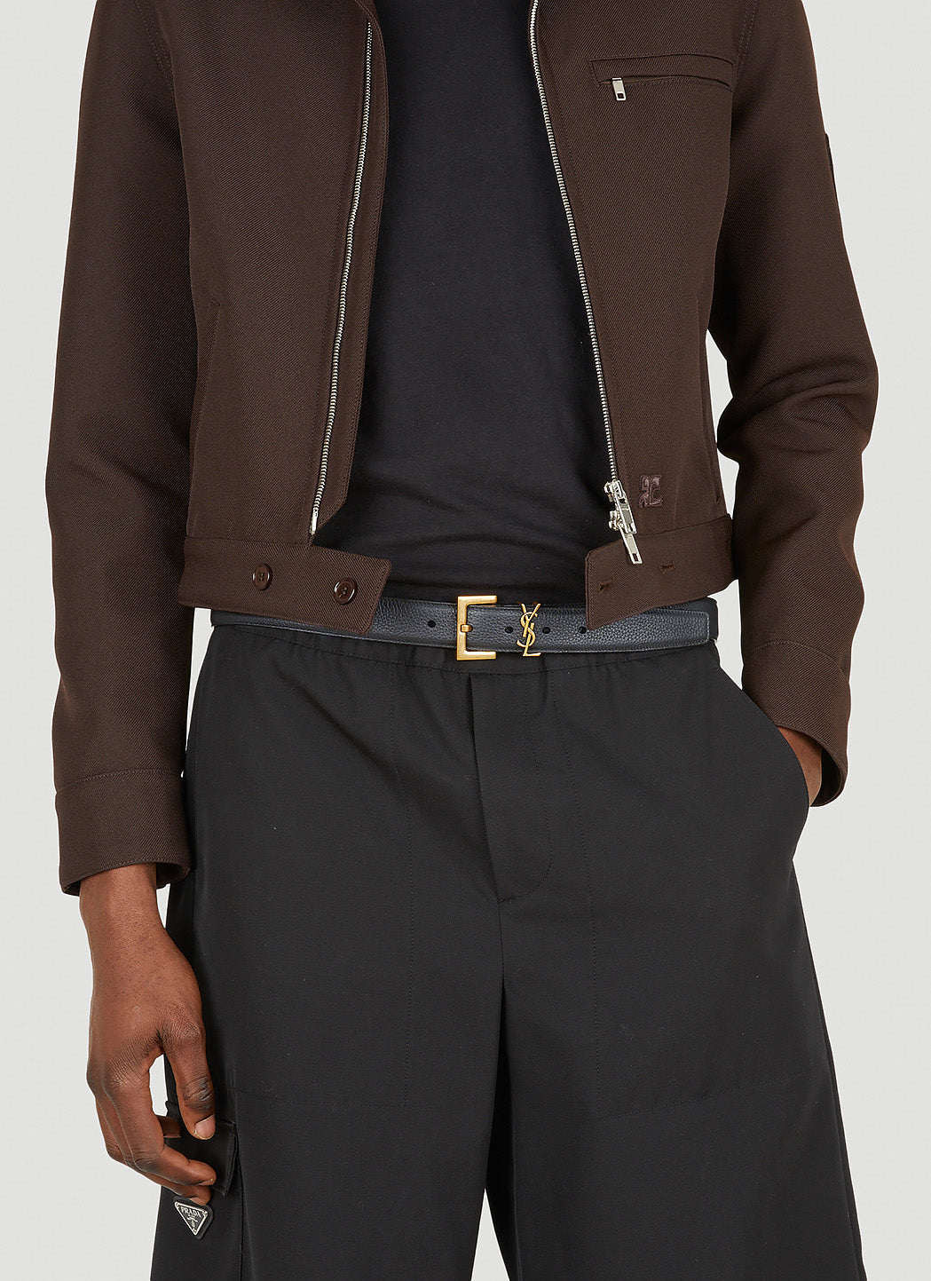 Saint Laurent Men Ysl Plaque Belt SAINT LAURENT