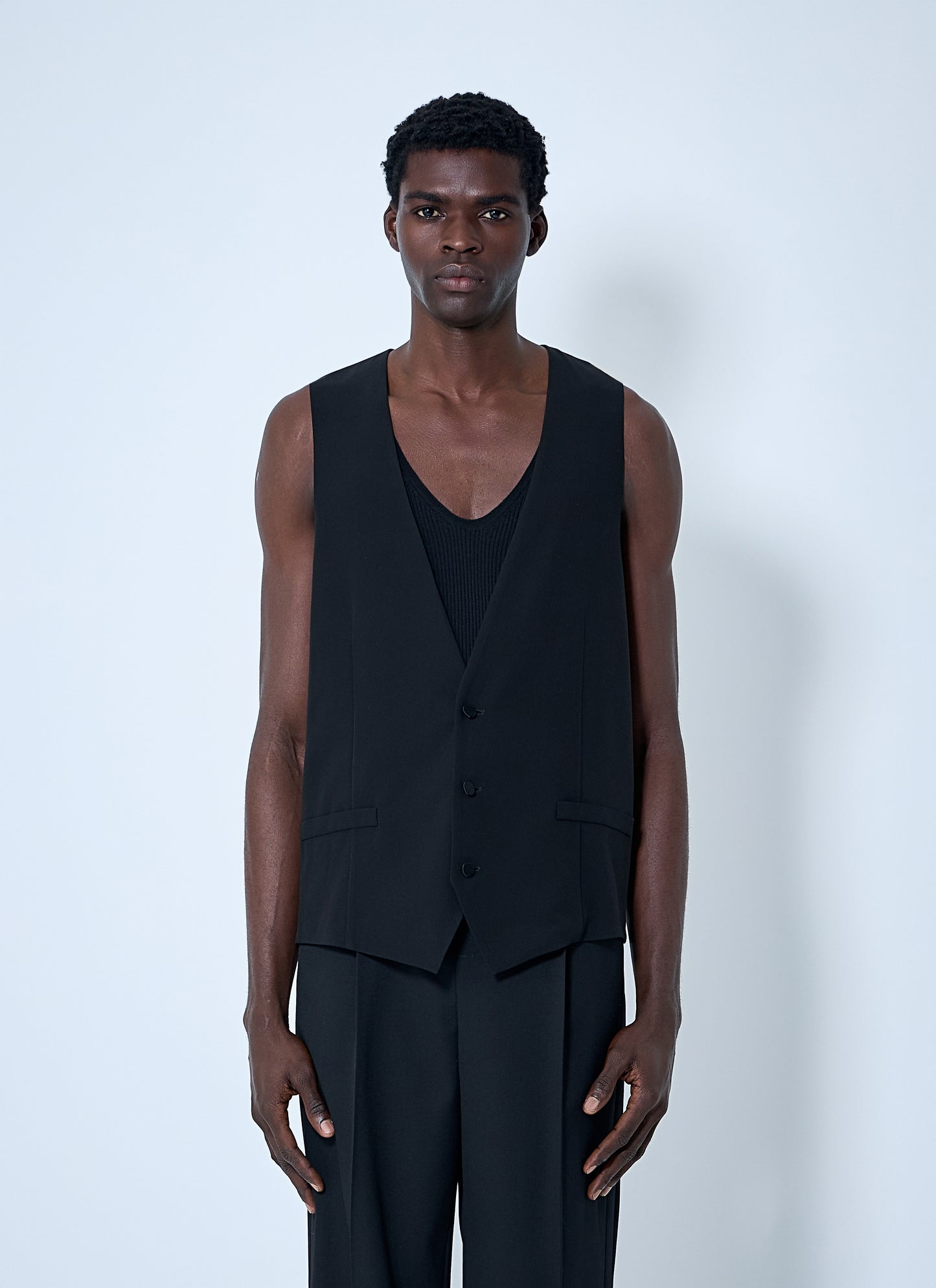 Saint Laurent Men Silk Crepe Waistcoat SAINT LAURENT