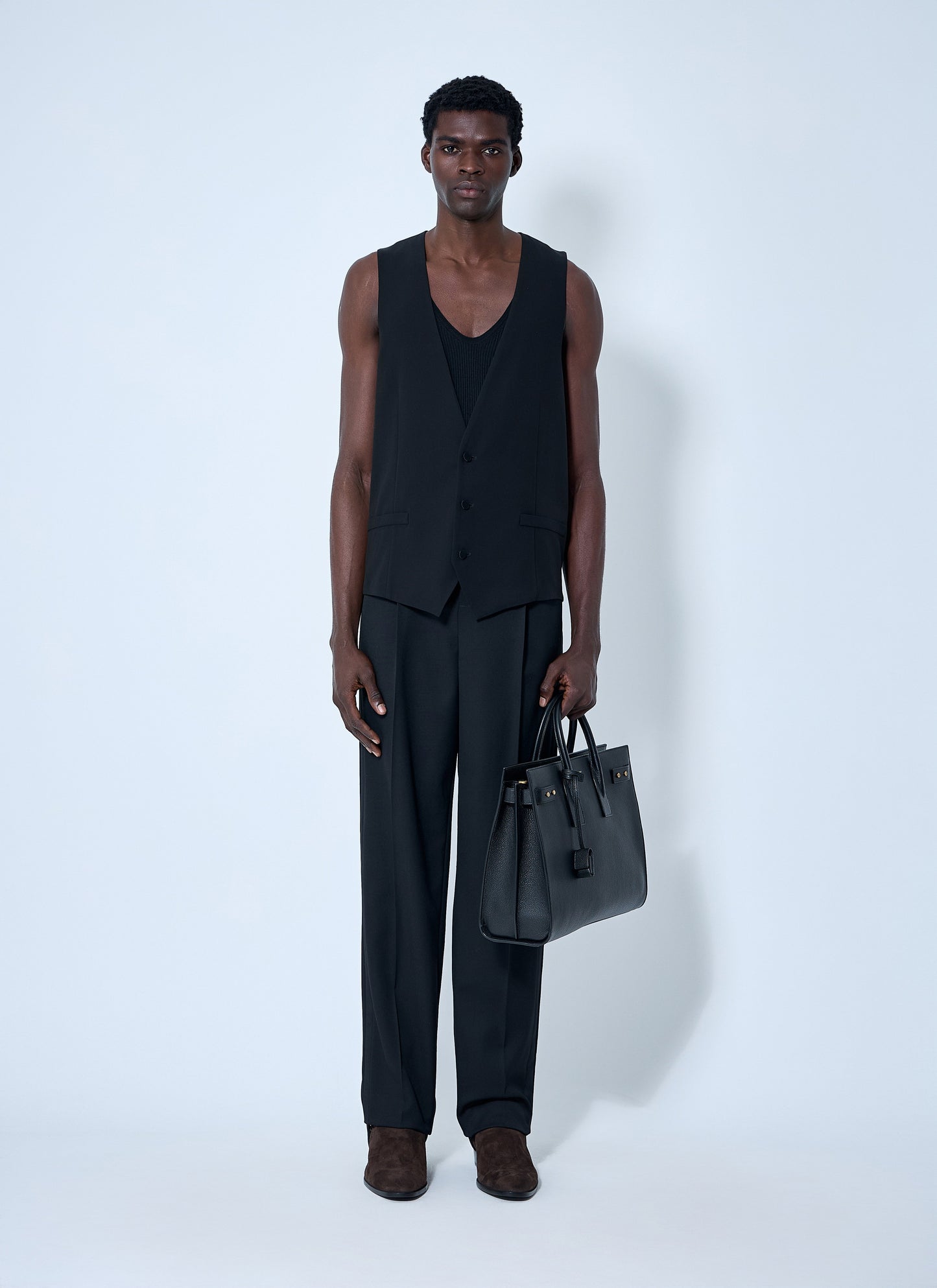 Saint Laurent Men Silk Crepe Waistcoat SAINT LAURENT
