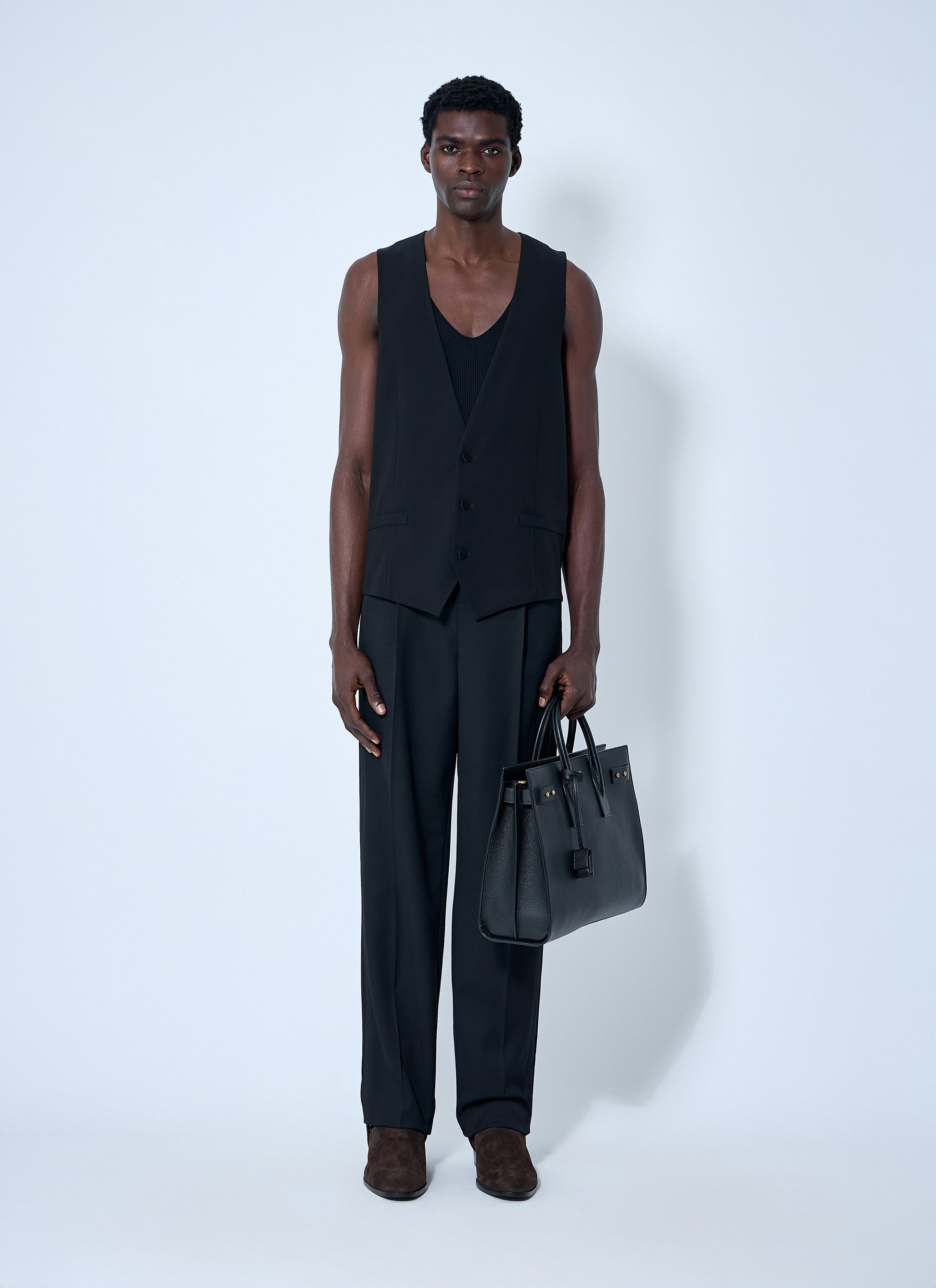 Saint Laurent Men Silk Crepe Waistcoat SAINT LAURENT