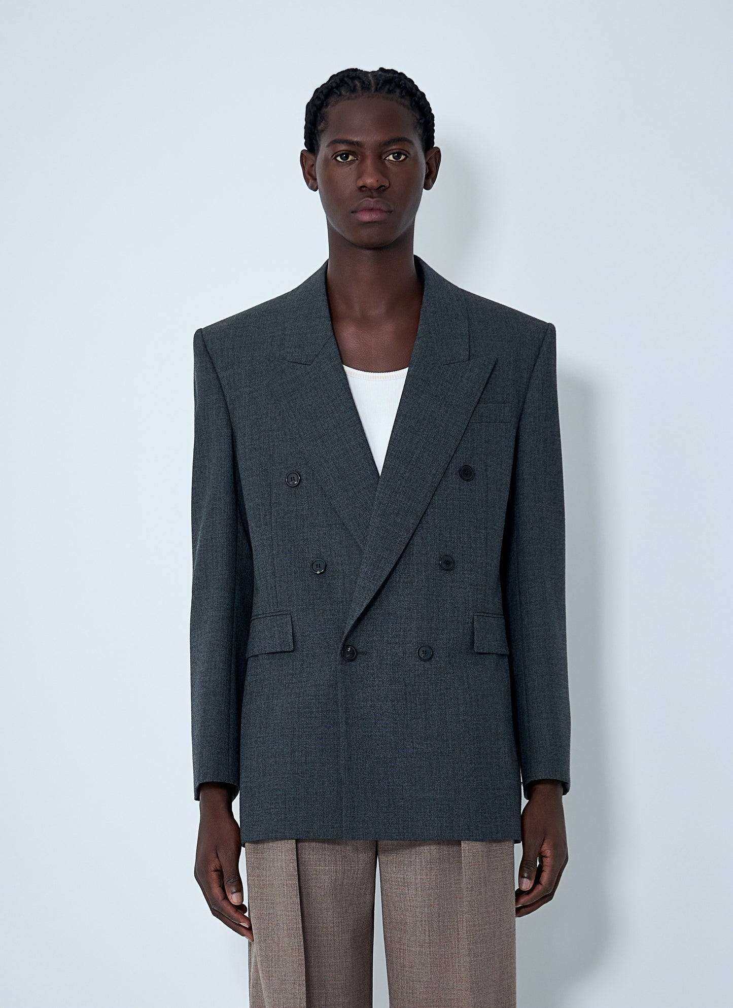 Saint Laurent Men Double-Breasted Wool Blazer SAINT LAURENT