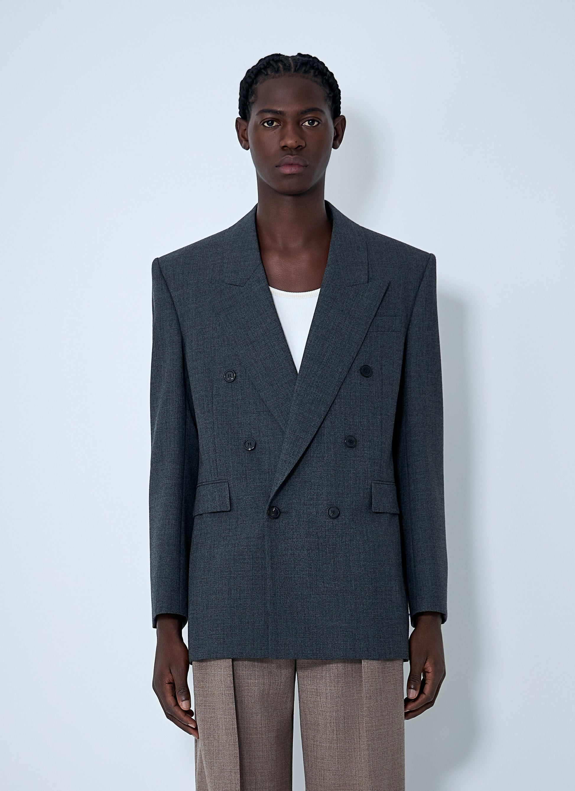 Saint Laurent Men Double-Breasted Wool Blazer SAINT LAURENT