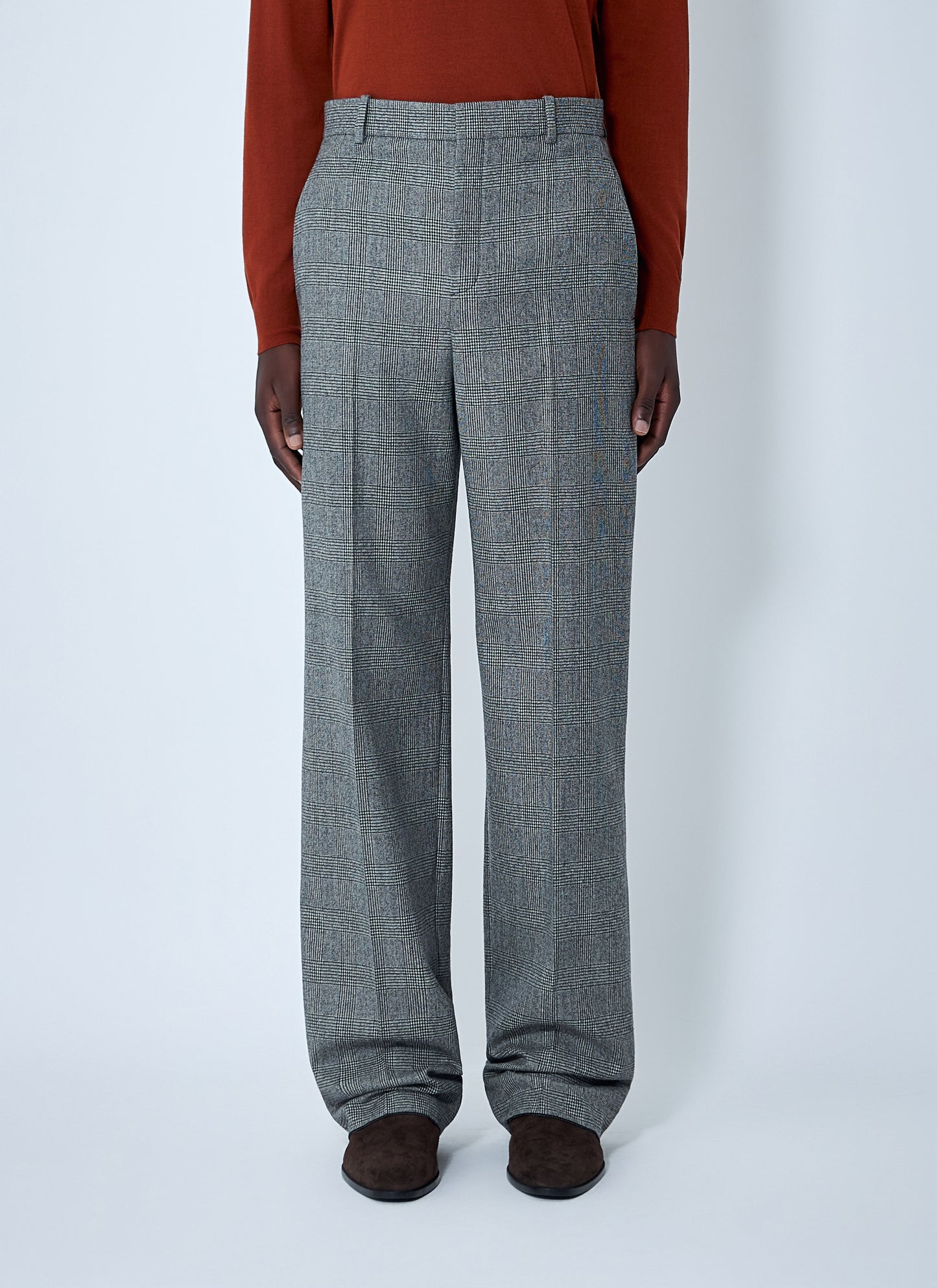 Saint Laurent Men Wide-Leg Wool Blend Pants SAINT LAURENT