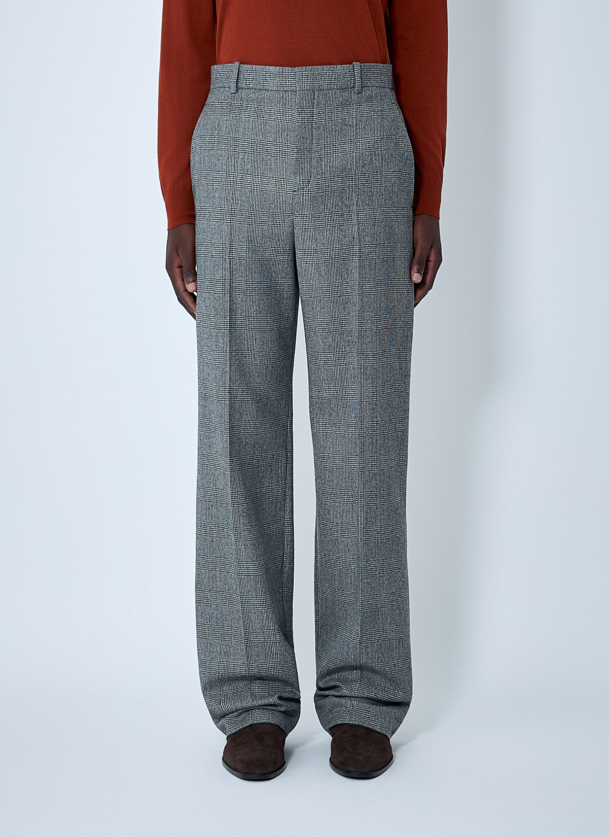 Saint Laurent Men Wide-Leg Wool Blend Pants SAINT LAURENT