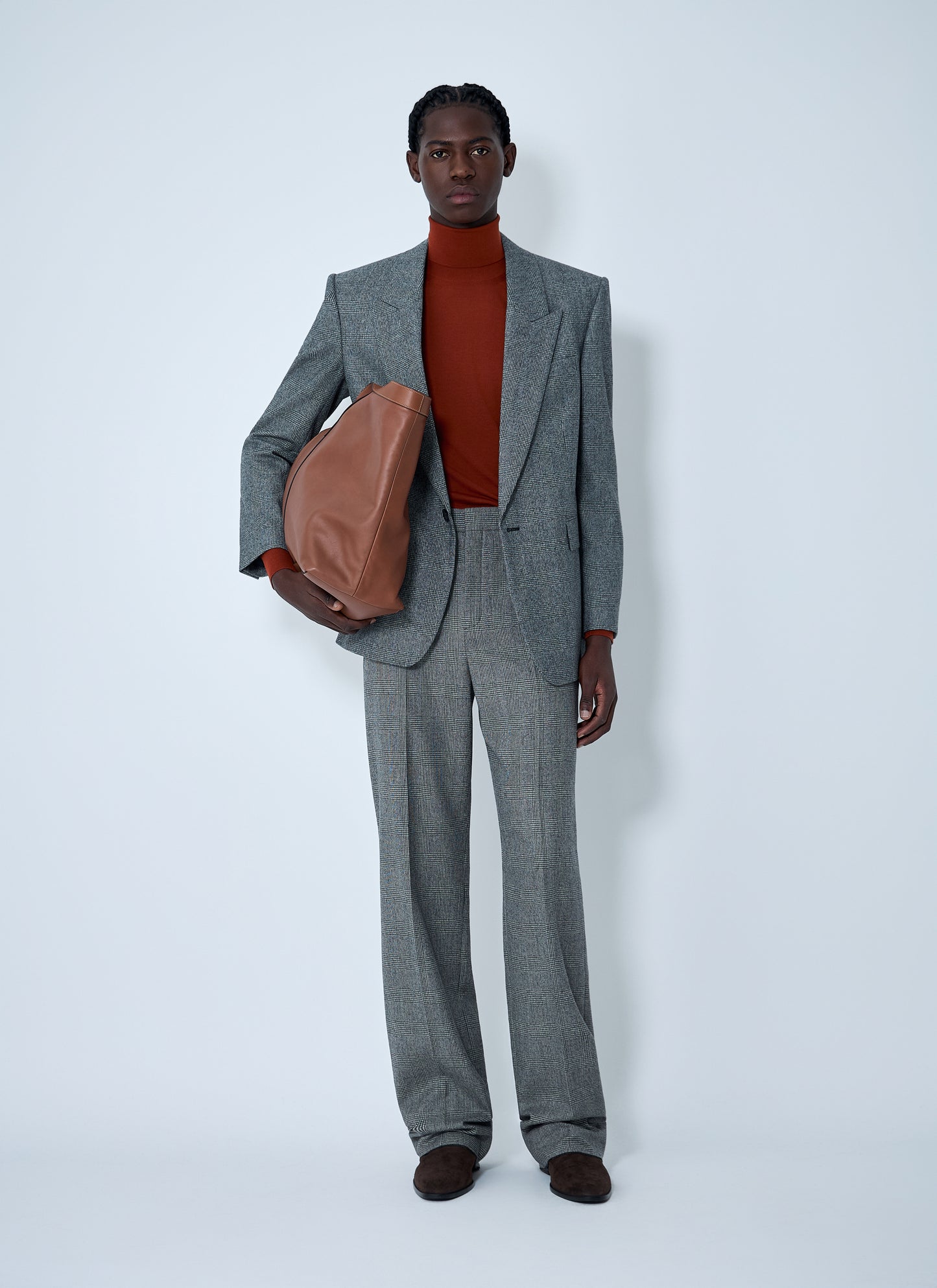 Saint Laurent Men Wide-Leg Wool Blend Pants SAINT LAURENT