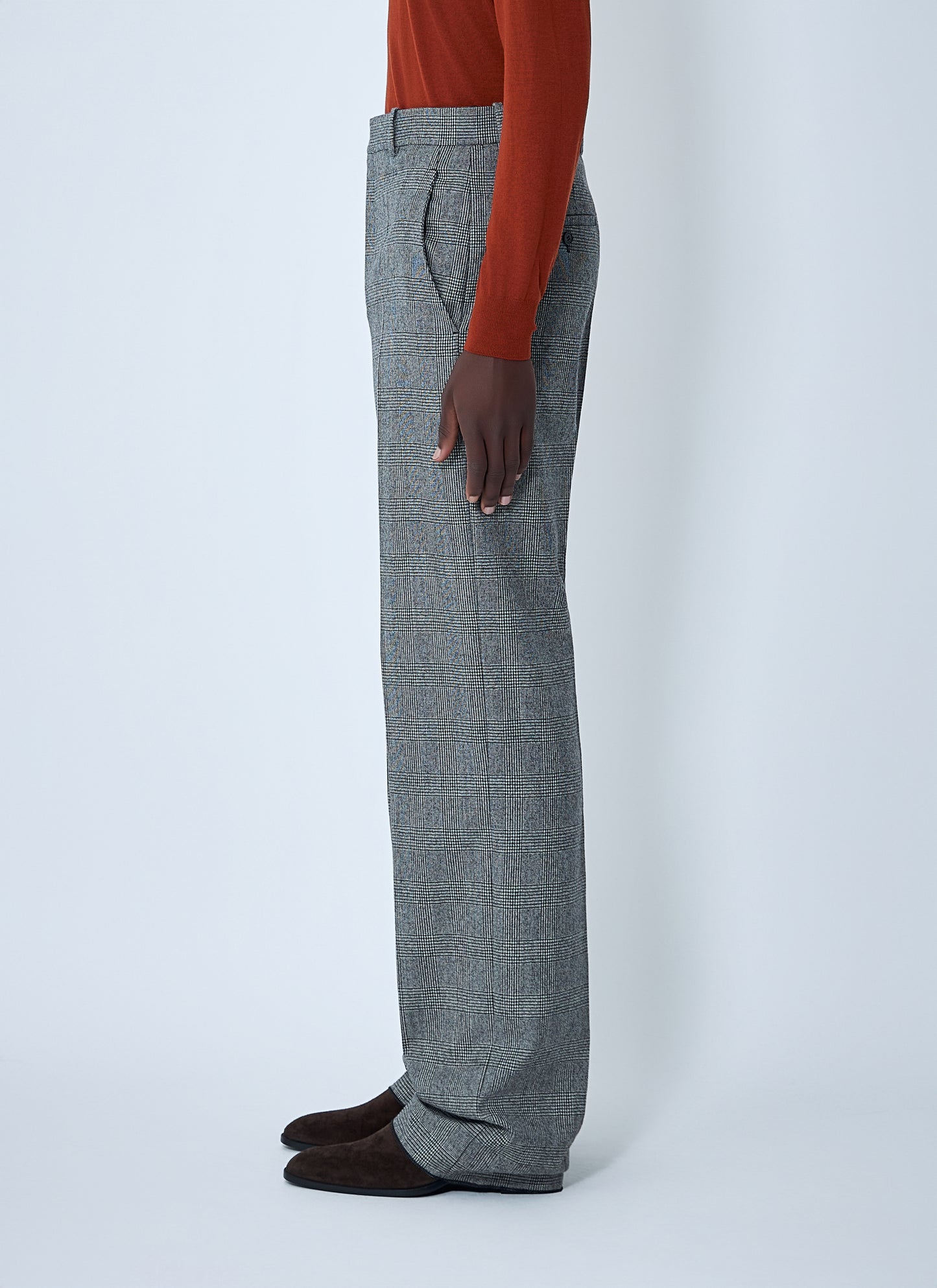 Saint Laurent Men Wide-Leg Wool Blend Pants SAINT LAURENT