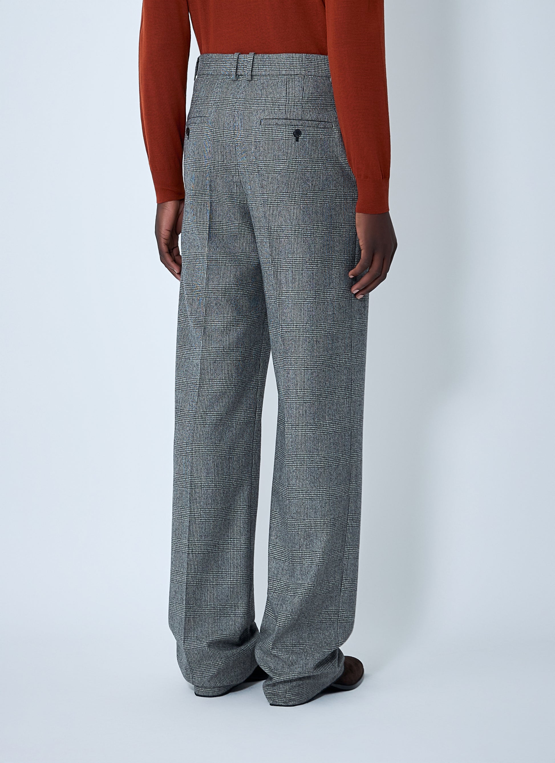 Saint Laurent Men Wide-Leg Wool Blend Pants SAINT LAURENT