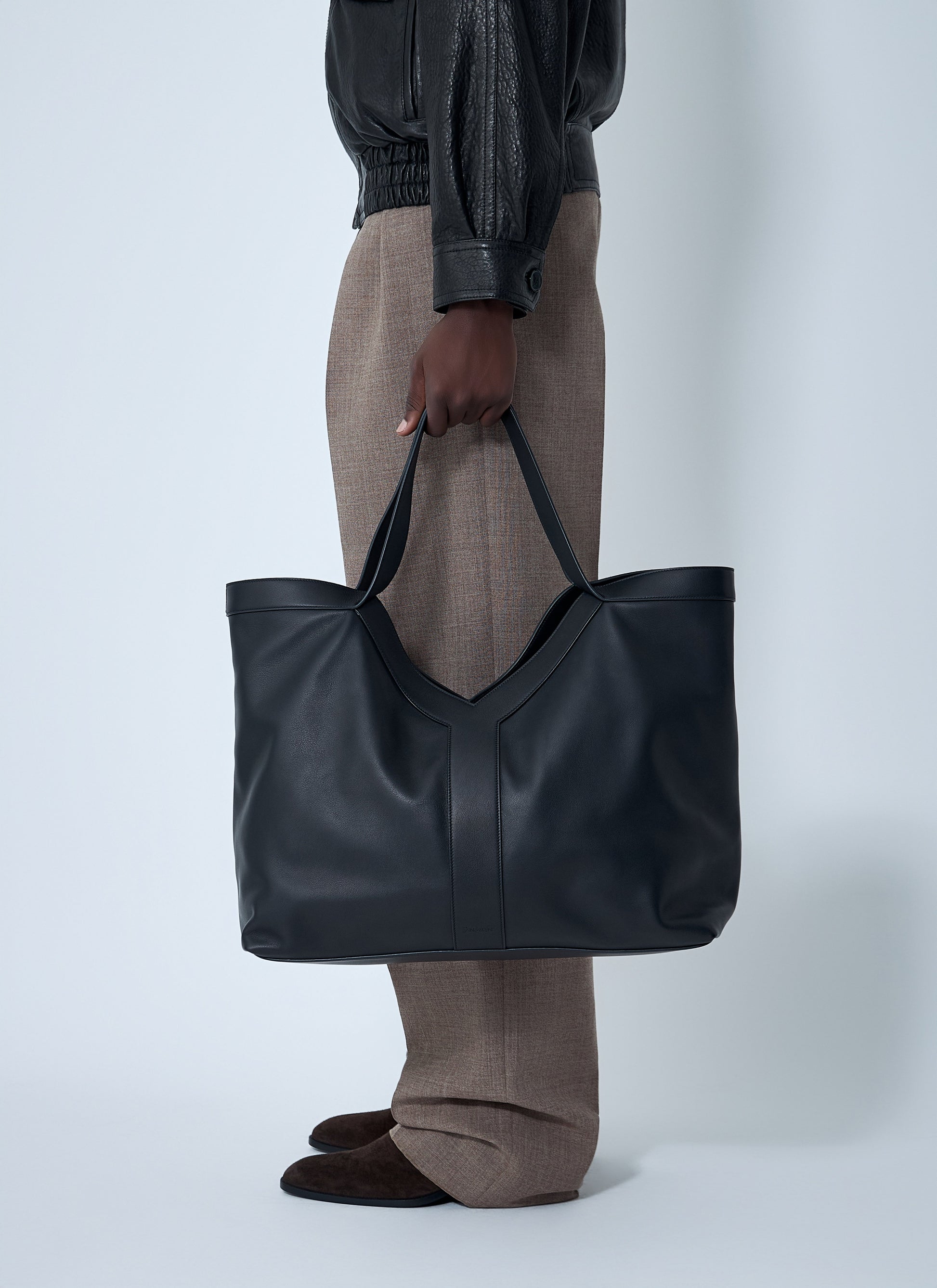 Saint Laurent Men Large Y-Shaped Leather Tote Bag SAINT LAURENT