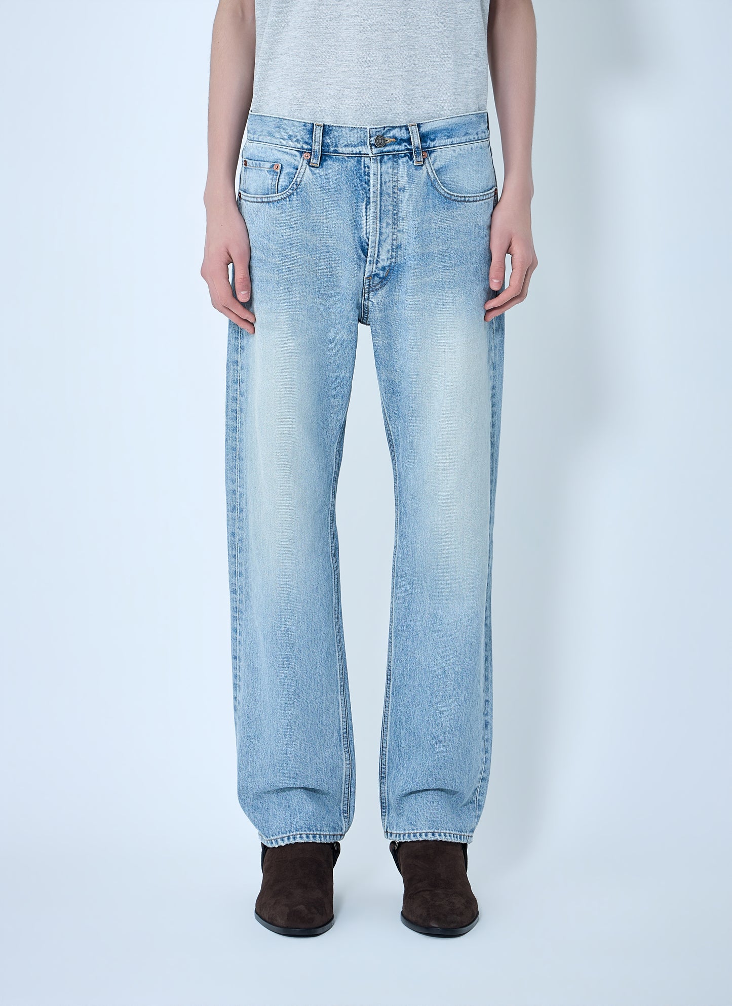 Saint Laurent Men Loose Straight Mid-Rise Jeans SAINT LAURENT