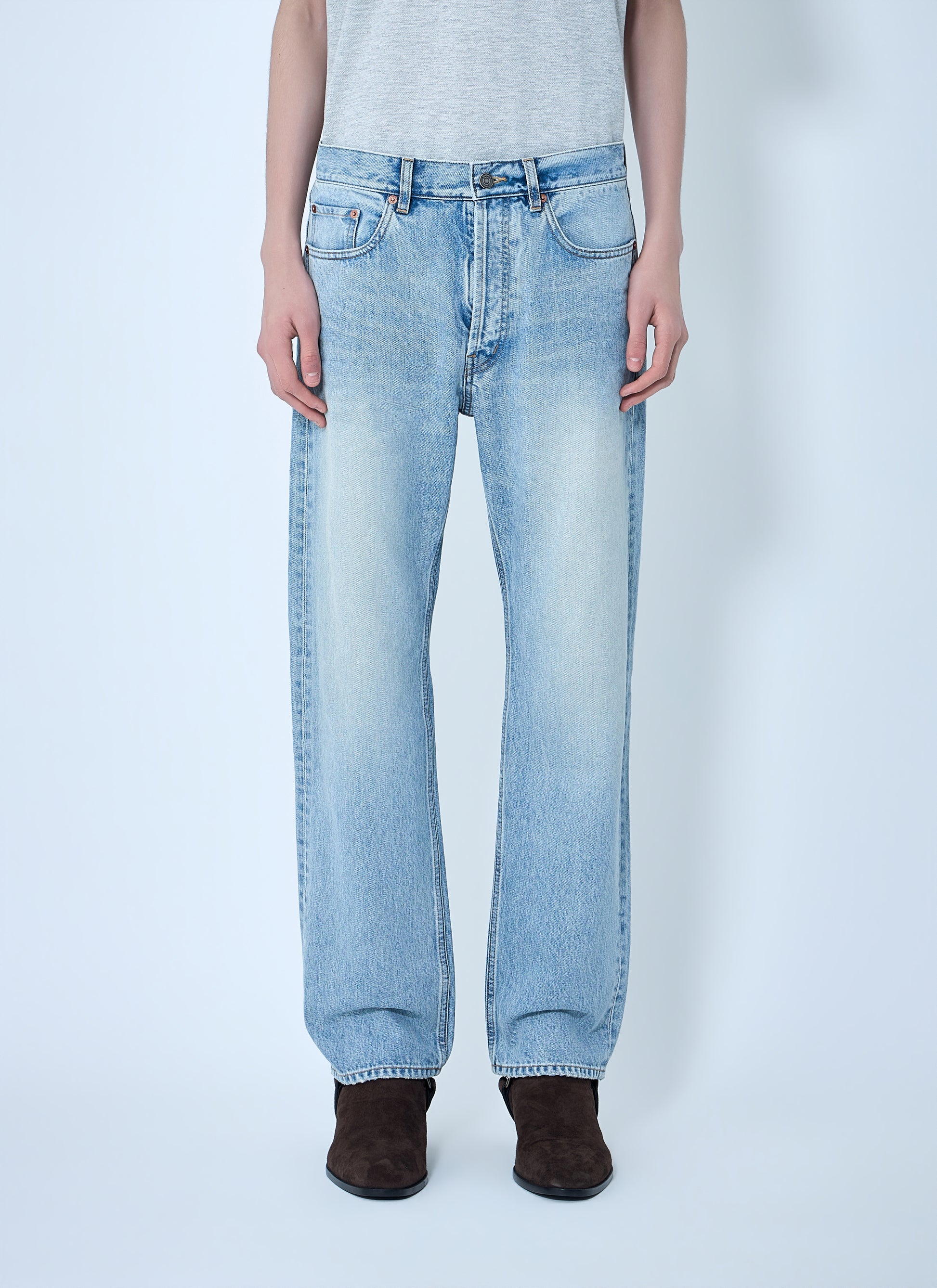Saint Laurent Men Loose Straight Mid-Rise Jeans SAINT LAURENT