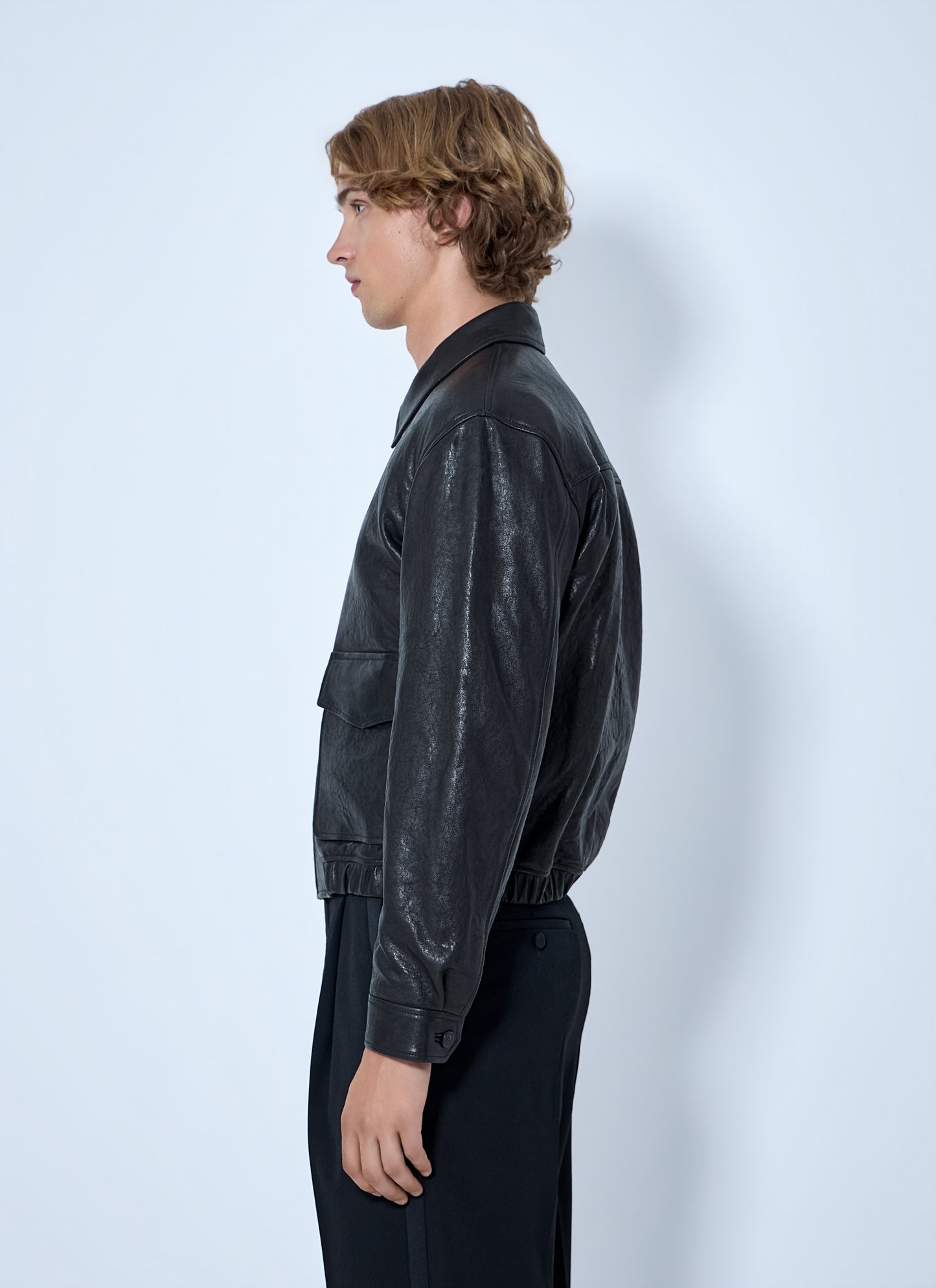 Saint Laurent Men Zip-Front Leather Jacket SAINT LAURENT
