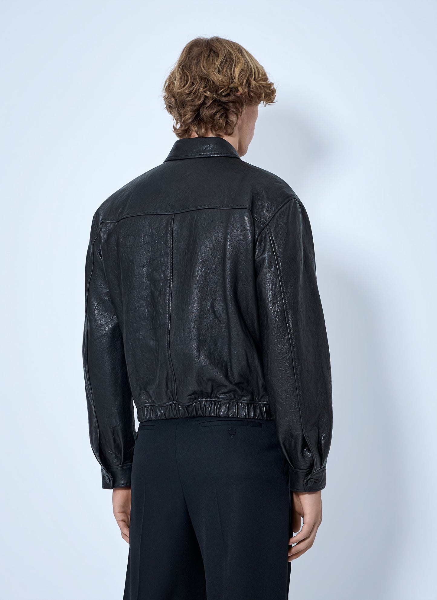 Saint Laurent Men Zip-Front Leather Jacket SAINT LAURENT
