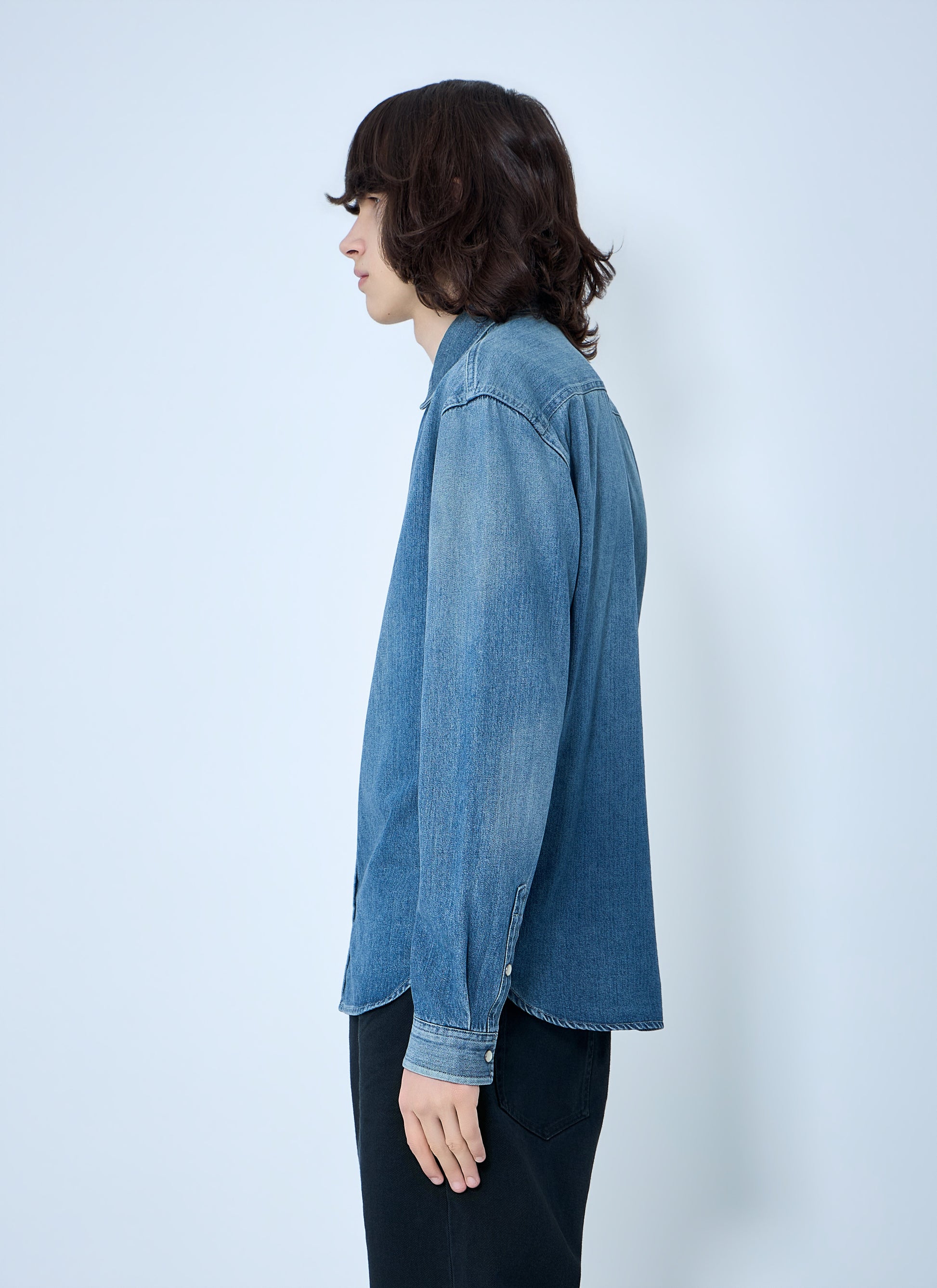 Saint Laurent Men Cassandre Denim Shirt SAINT LAURENT