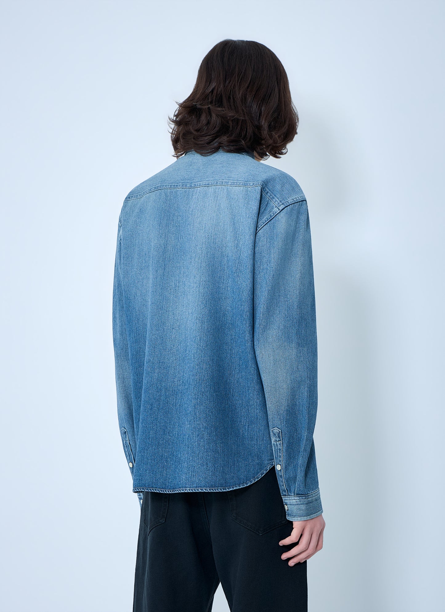 Saint Laurent Men Cassandre Denim Shirt SAINT LAURENT