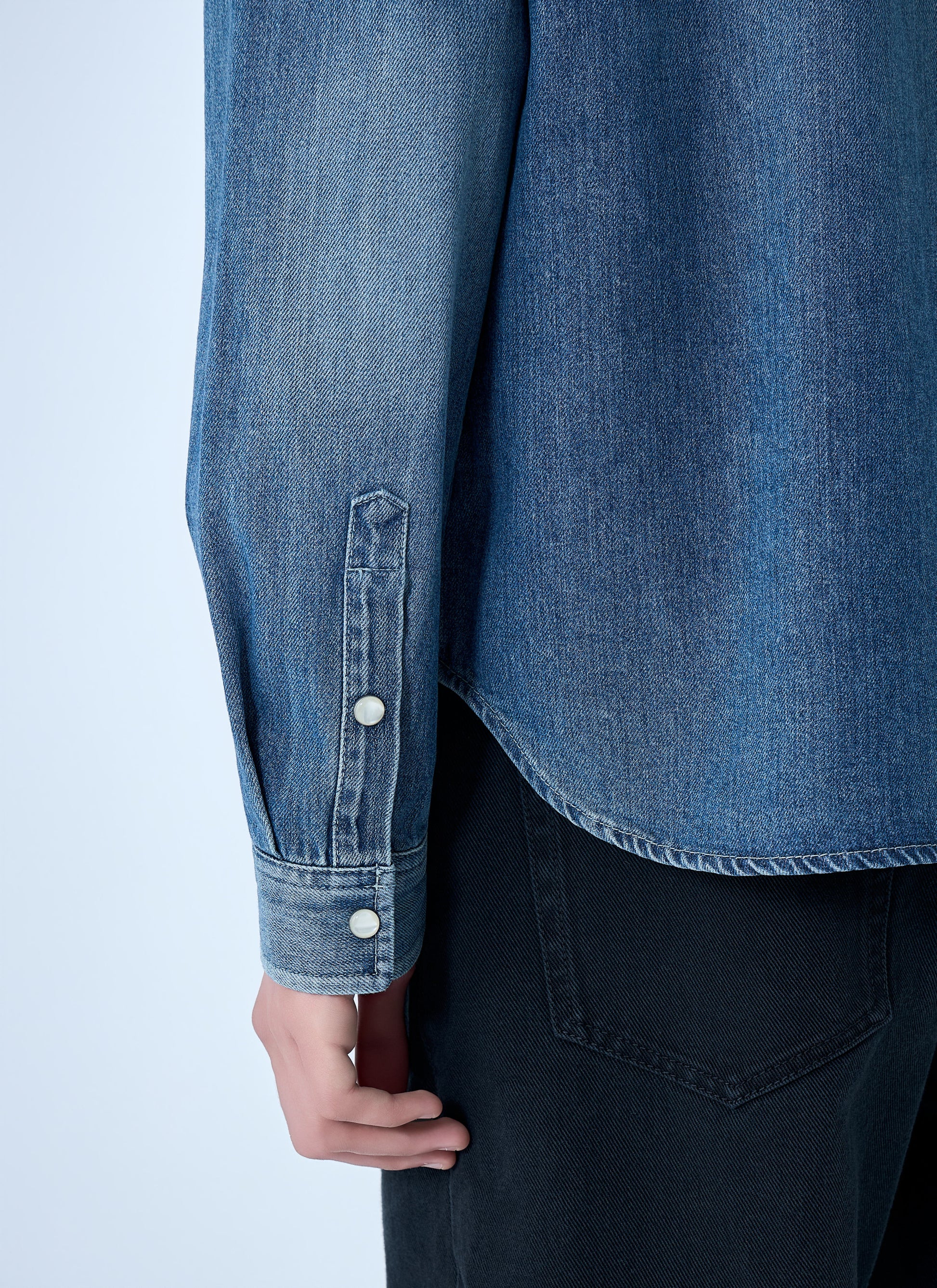 Saint Laurent Men Cassandre Denim Shirt SAINT LAURENT