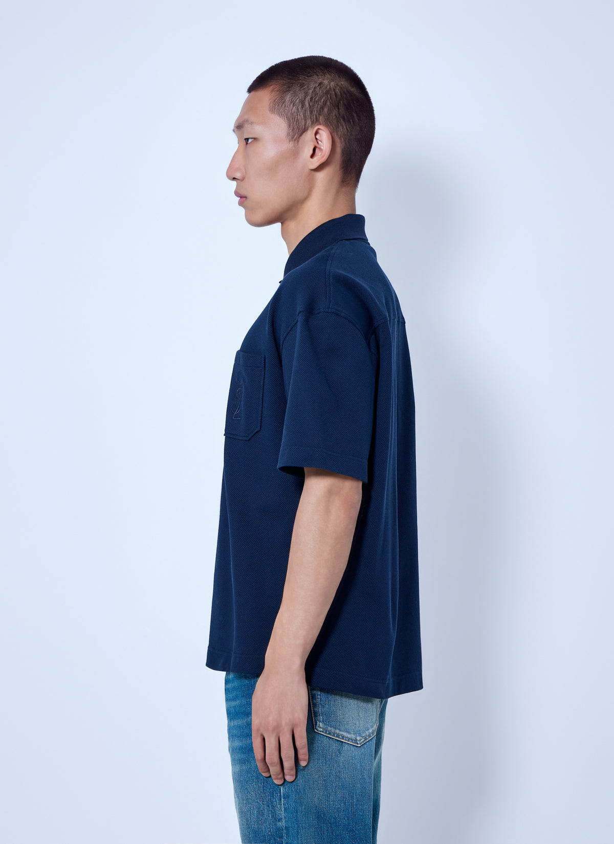 Saint Laurent Men Cassandre Polo In Cotton Piqué SAINT LAURENT