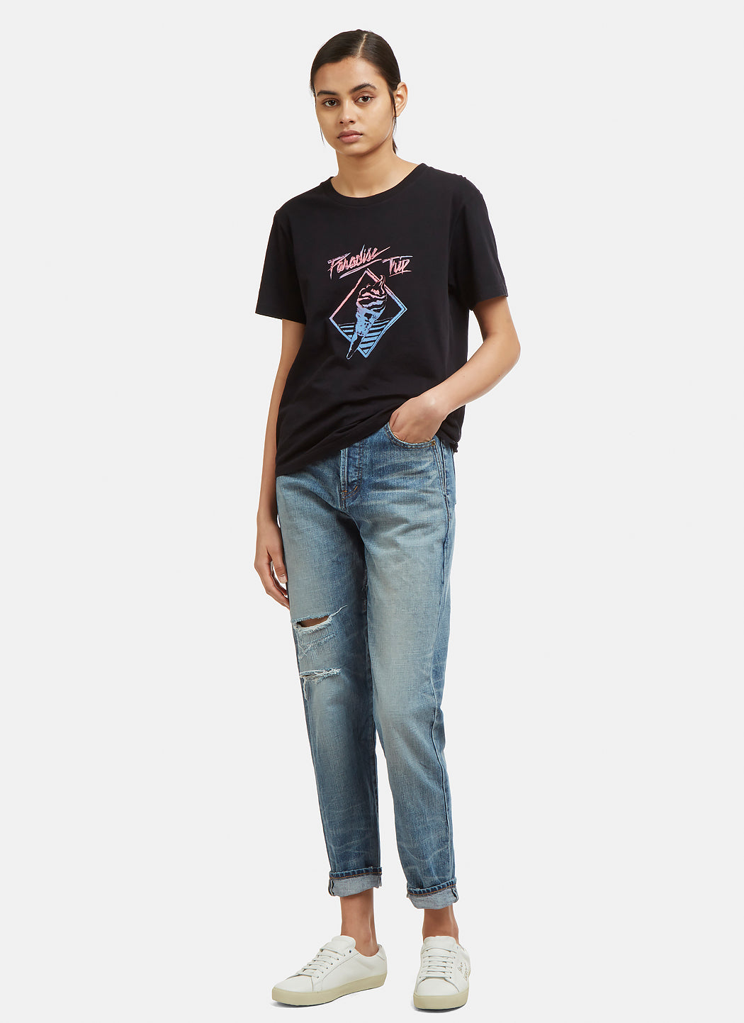 Saint Laurent Women Logo Motif T-Shirt SAINT LAURENT
