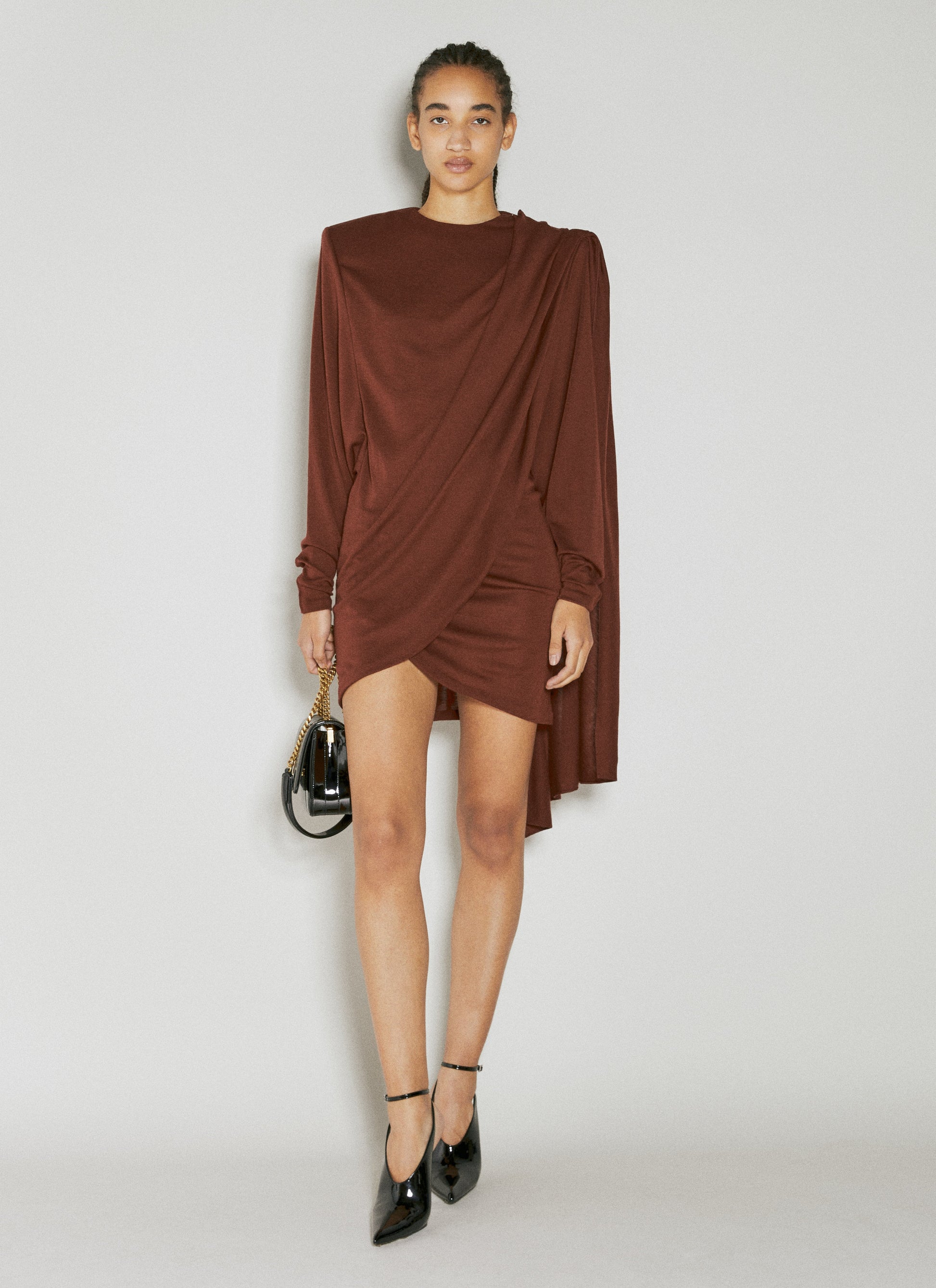 Saint Laurent Women Draped Wool Dress SAINT LAURENT