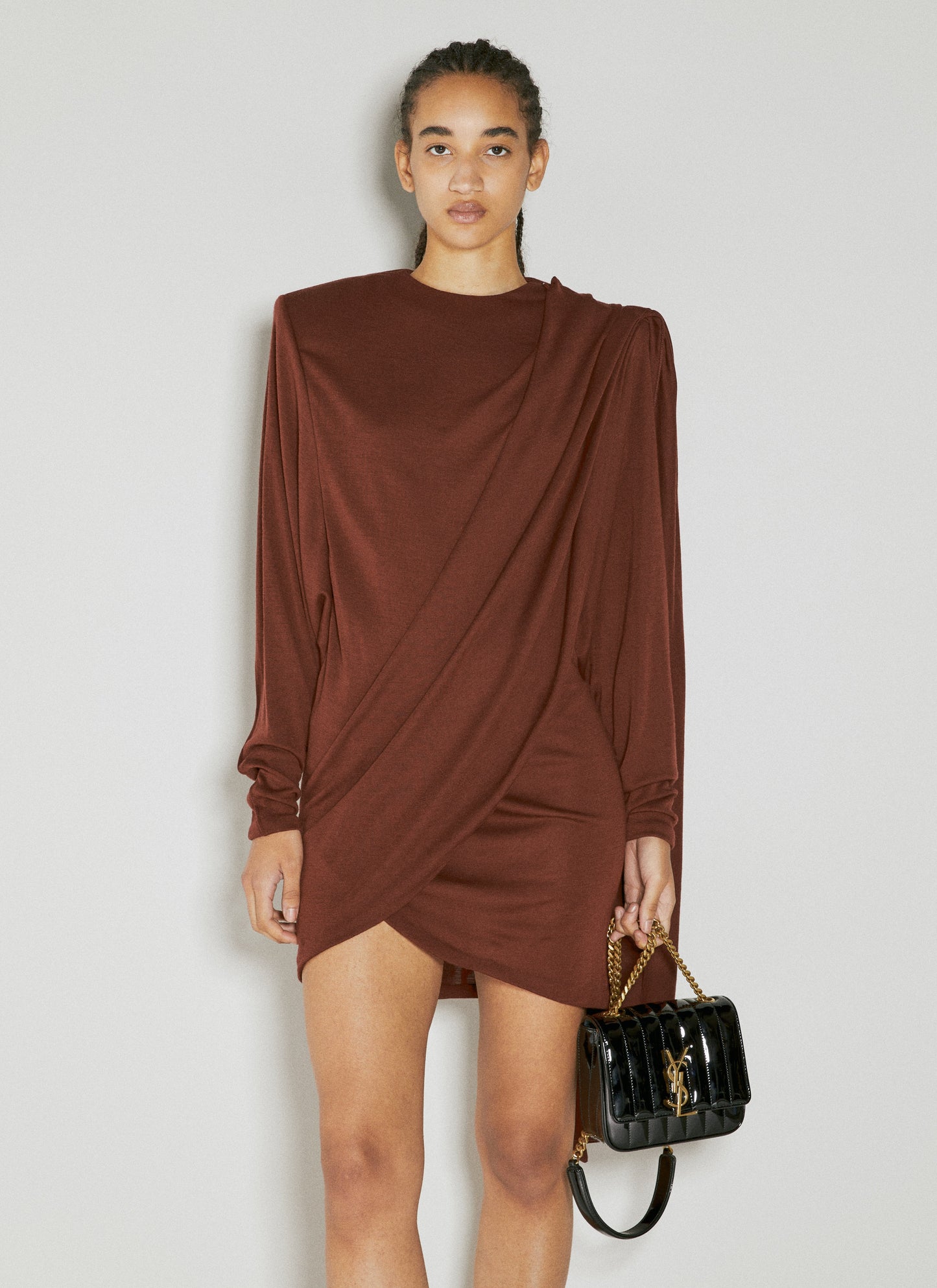 Saint Laurent Women Draped Wool Dress SAINT LAURENT