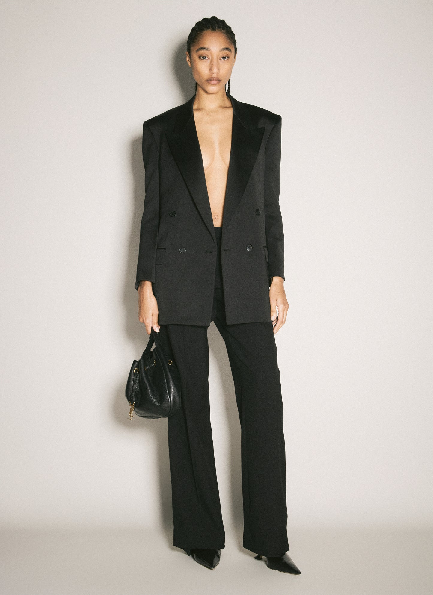 Saint Laurent Women Silk Tuxedo Blazer SAINT LAURENT