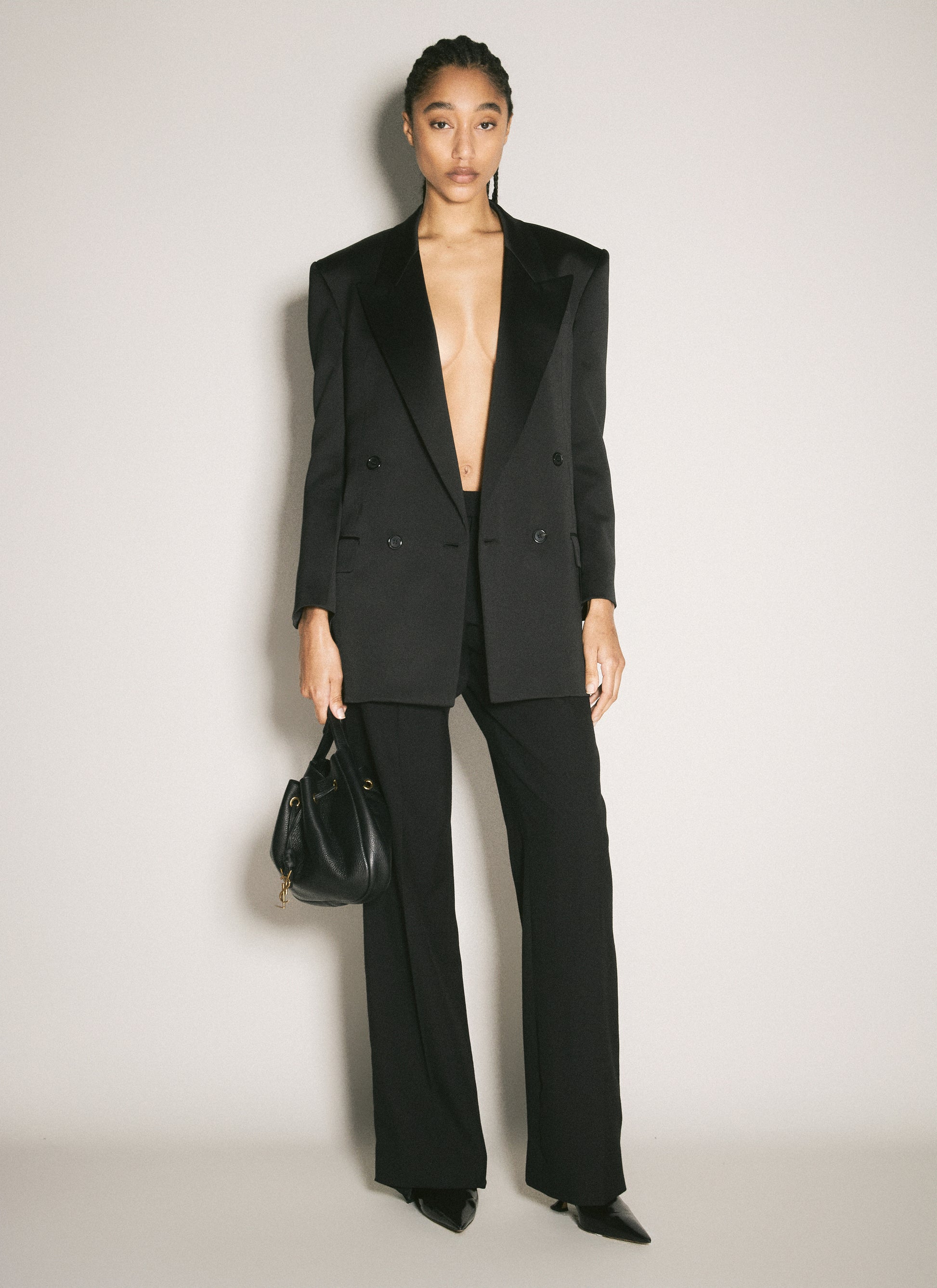 Saint Laurent Women Silk Tuxedo Blazer SAINT LAURENT