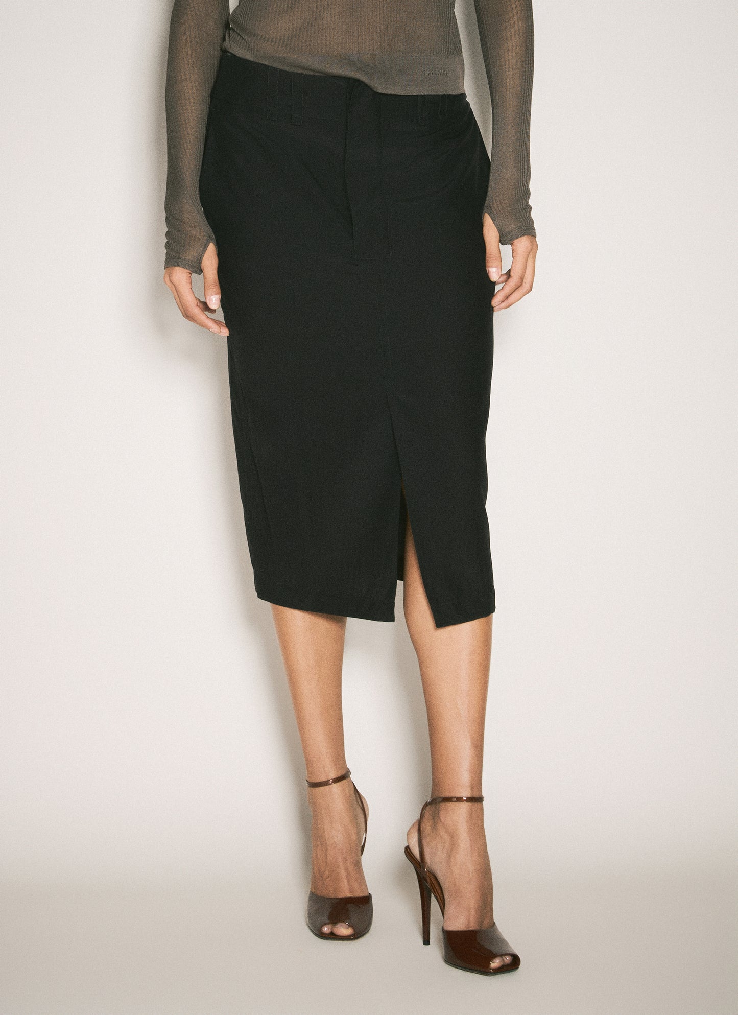 Saint Laurent Women Silk Pencil Skirt SAINT LAURENT
