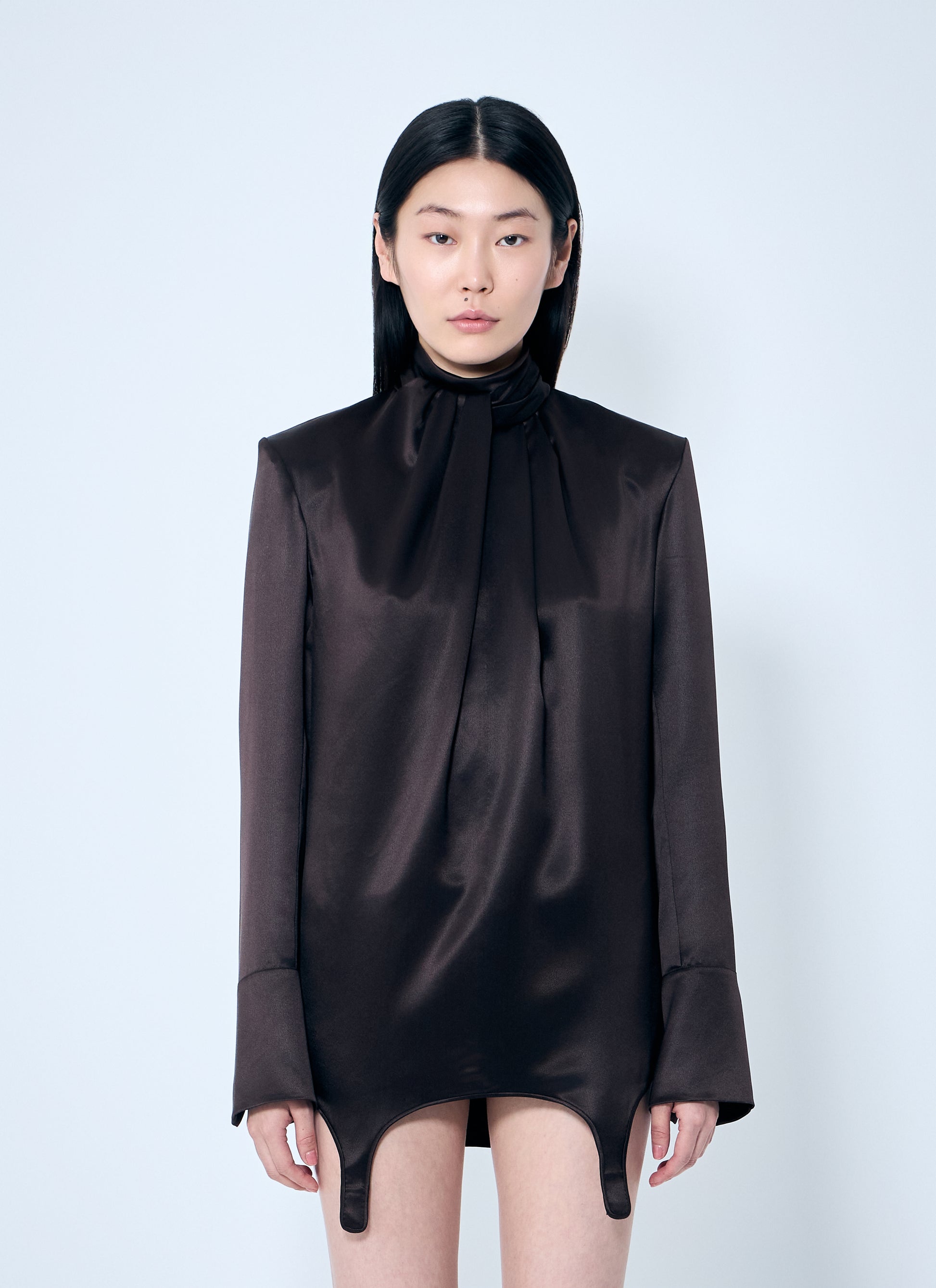Saint Laurent Women Twist-Neck Garter Blouse SAINT LAURENT