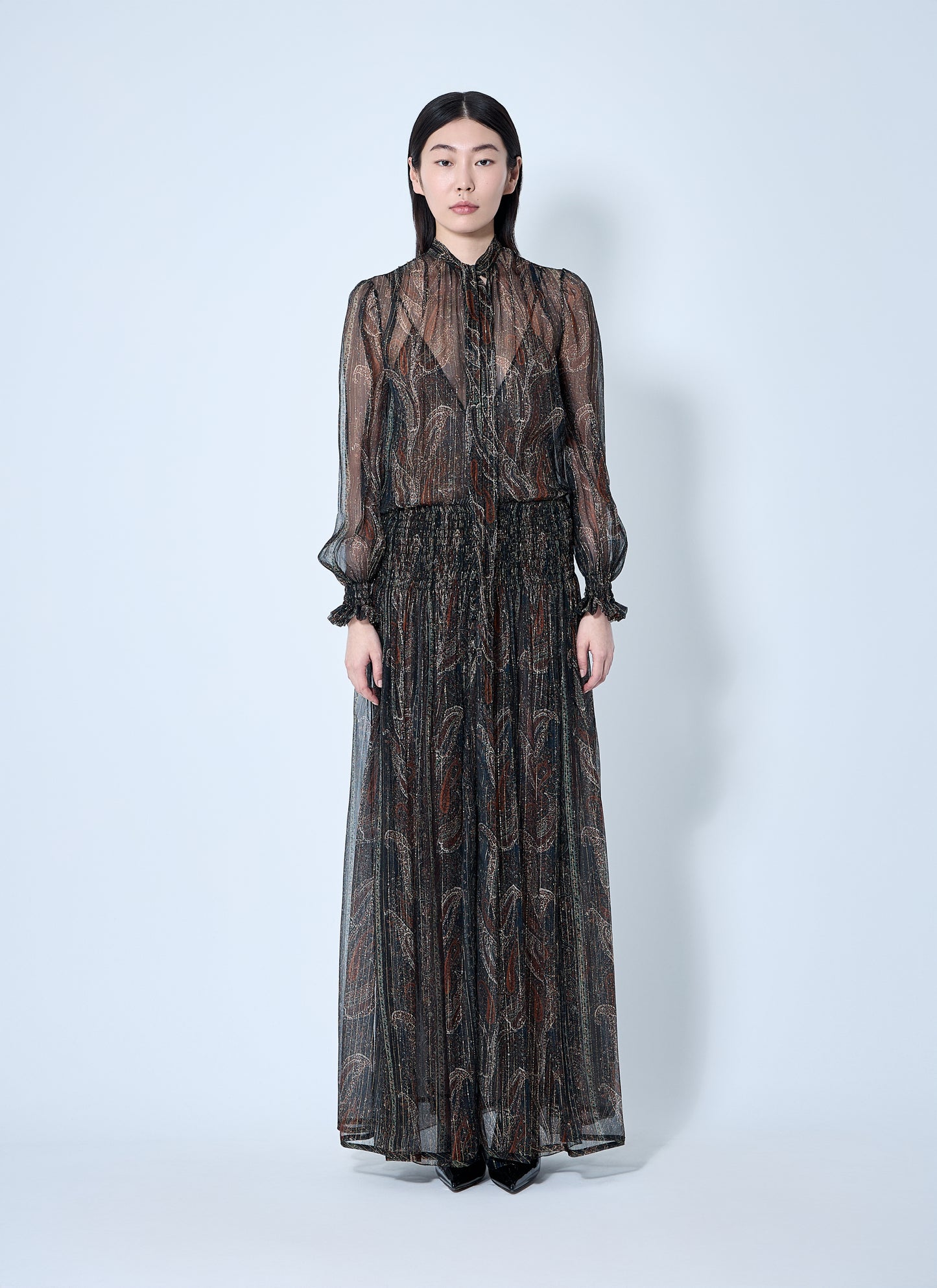 Saint Laurent Women Lavallière Paisley Silk Crepon Maxi Dress SAINT LAURENT