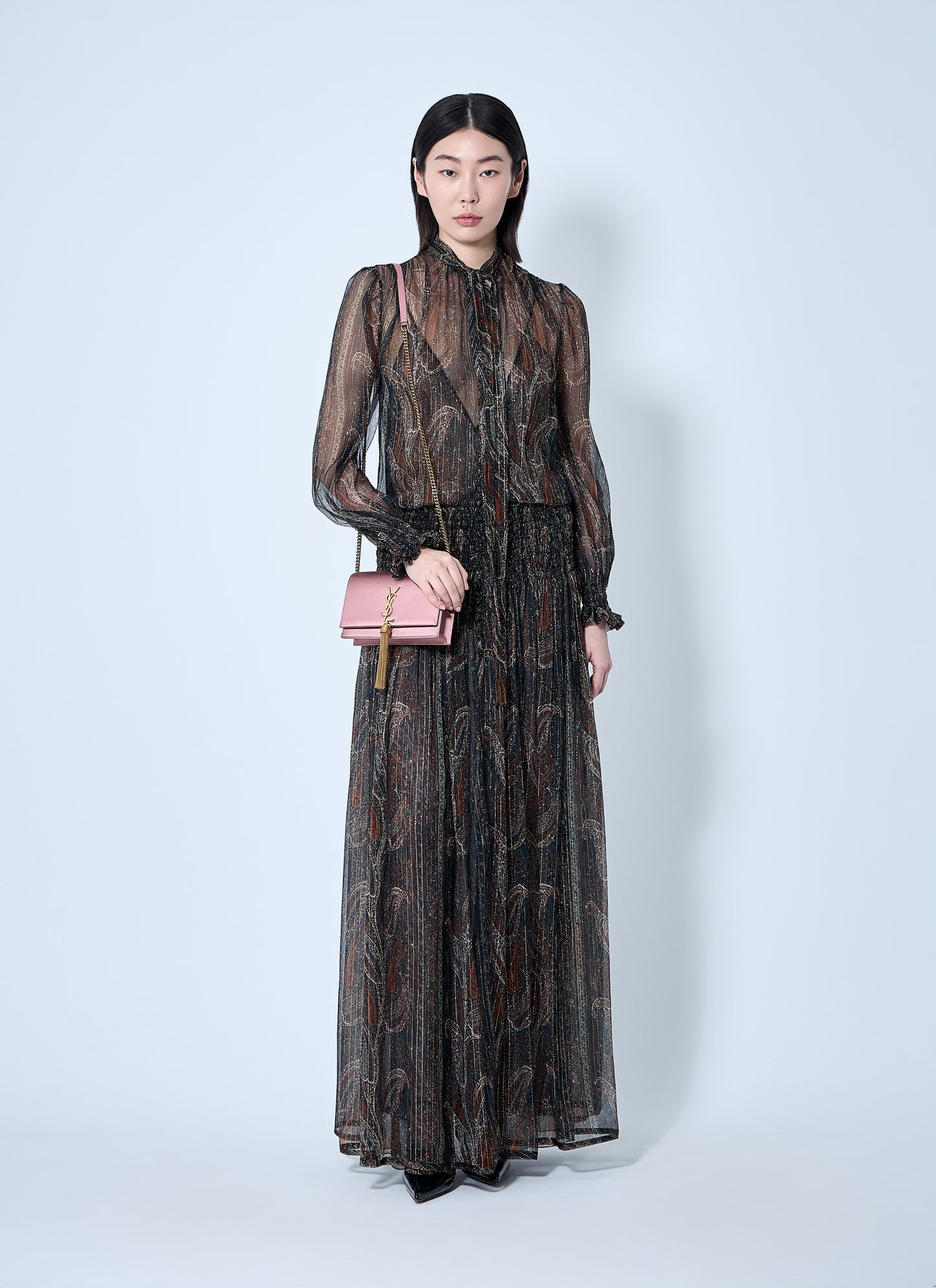 Saint Laurent Women Lavallière Paisley Silk Crepon Maxi Dress SAINT LAURENT