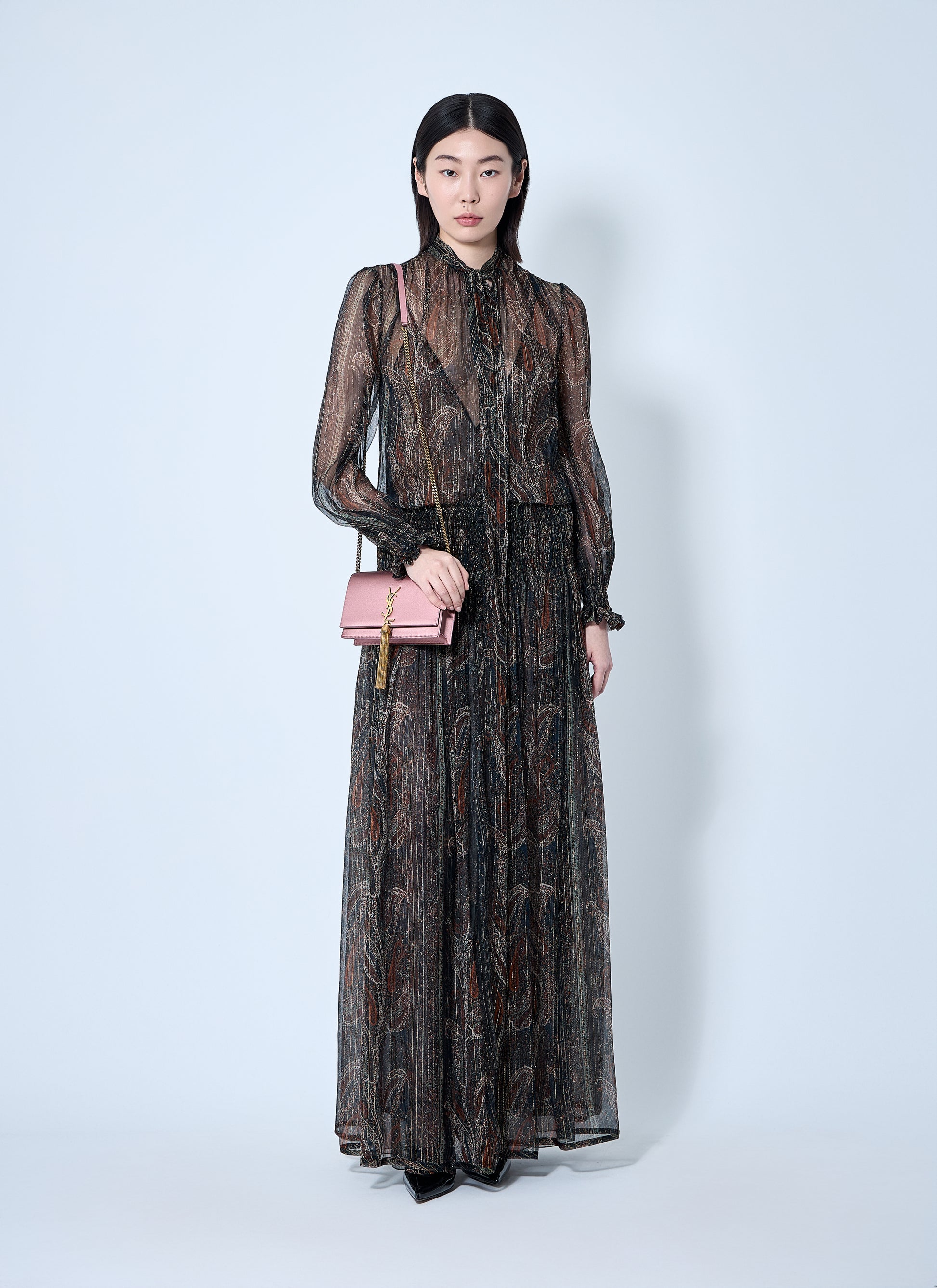 Saint Laurent Women Lavallière Paisley Silk Crepon Maxi Dress SAINT LAURENT