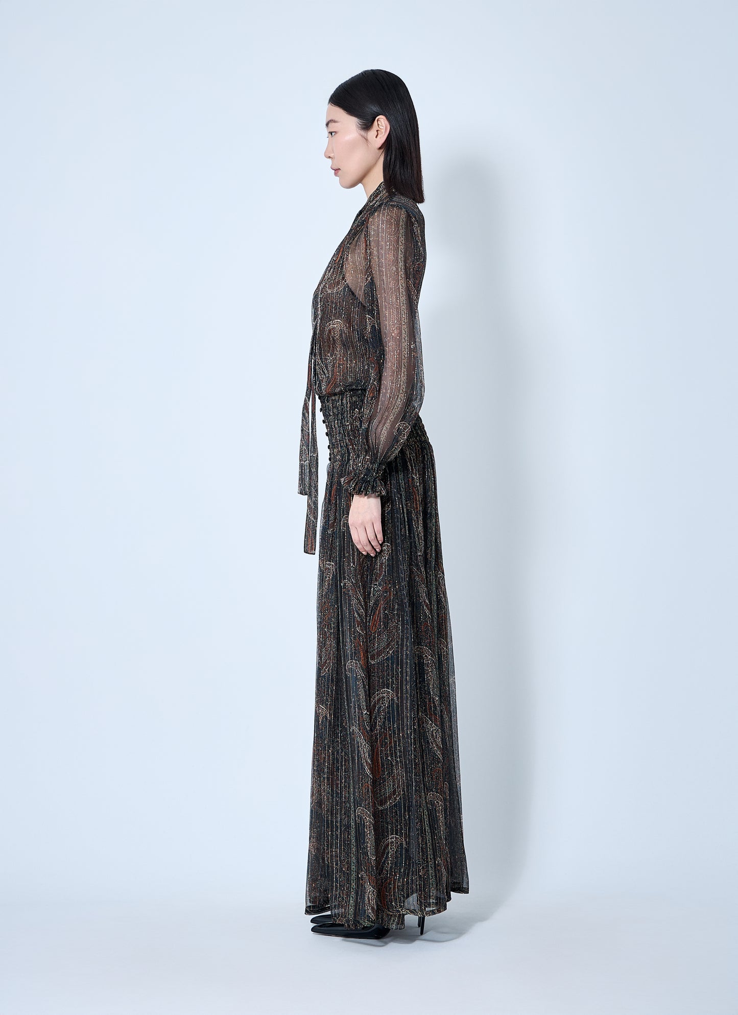 Saint Laurent Women Lavallière Paisley Silk Crepon Maxi Dress SAINT LAURENT