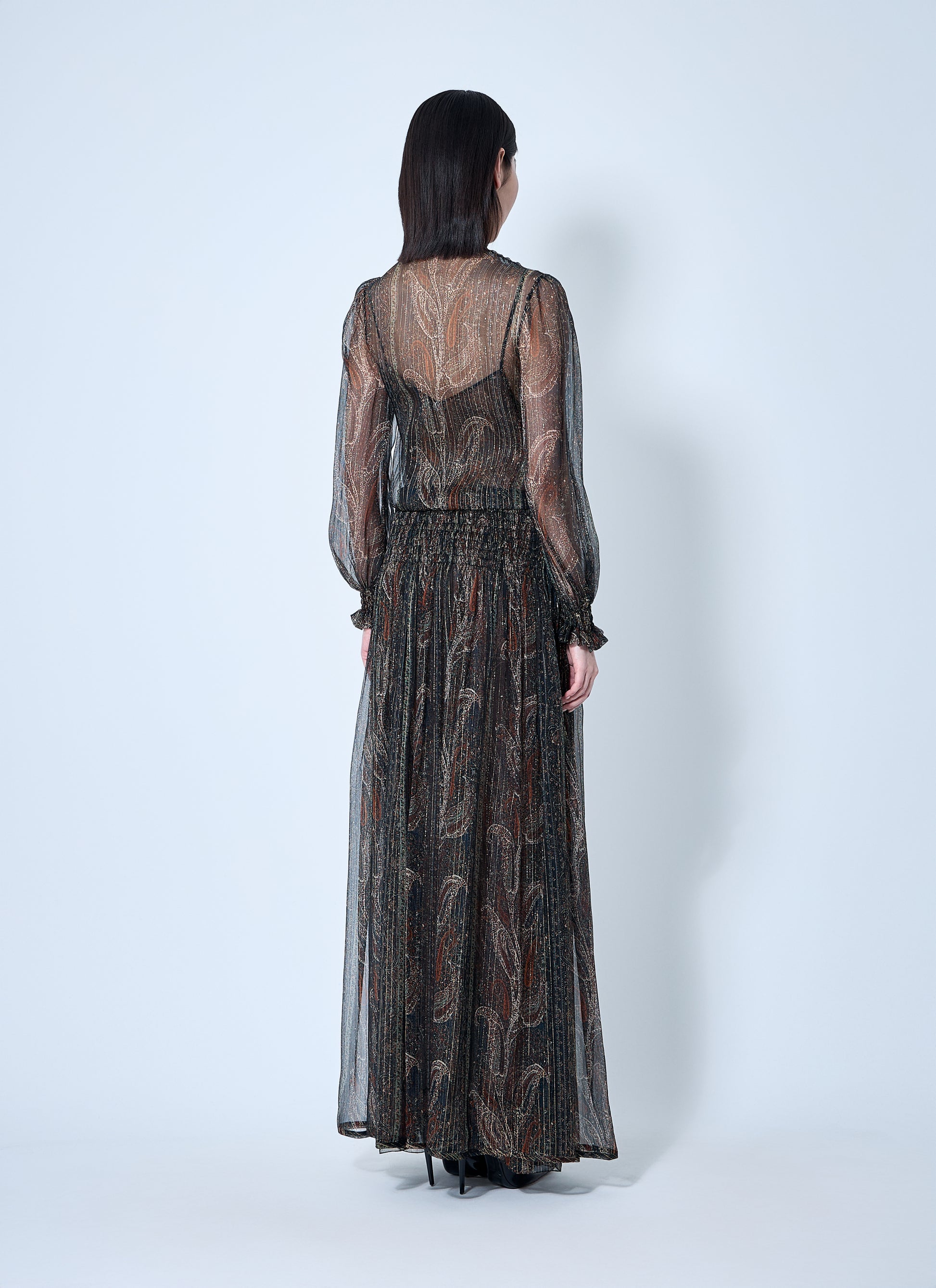 Saint Laurent Women Lavallière Paisley Silk Crepon Maxi Dress SAINT LAURENT
